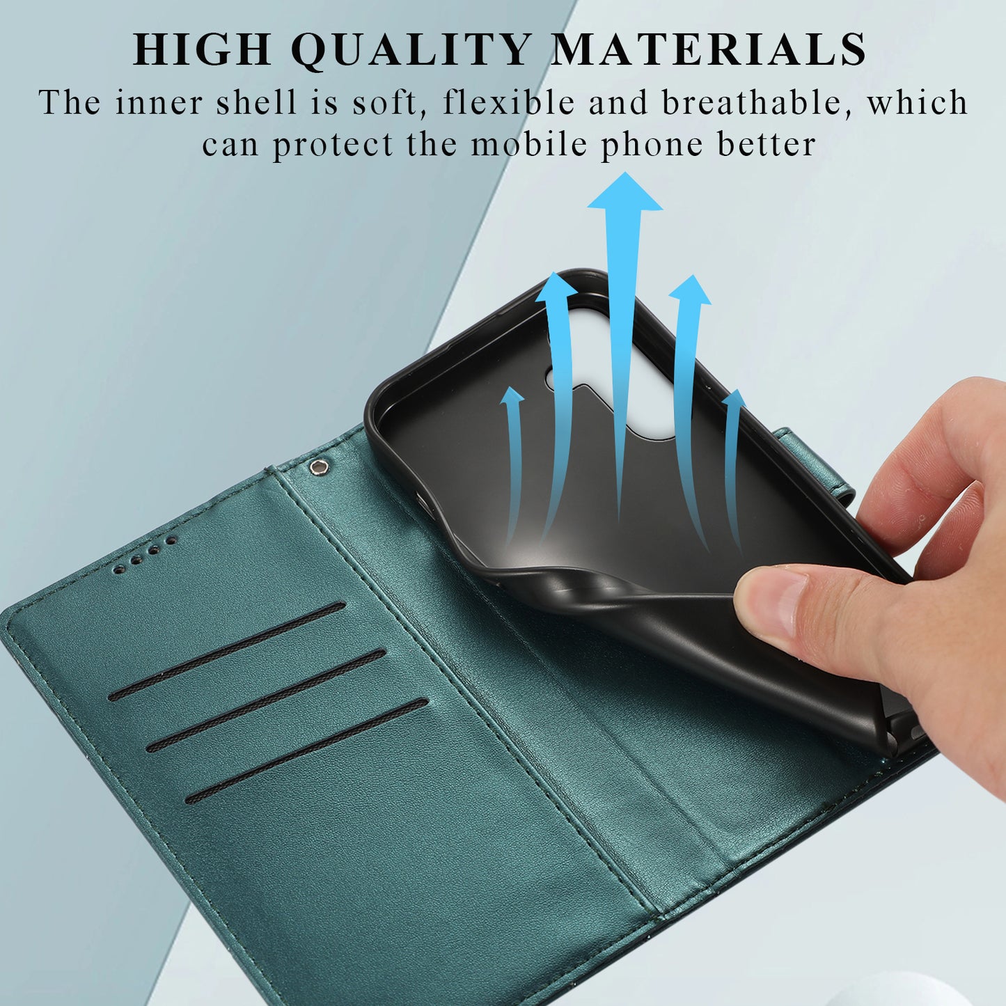 DF-06 For Samsung Galaxy M55 5G Case Line Imprint Leather Bump Proof Cover Cell Phone Accessory Wholesale - Green