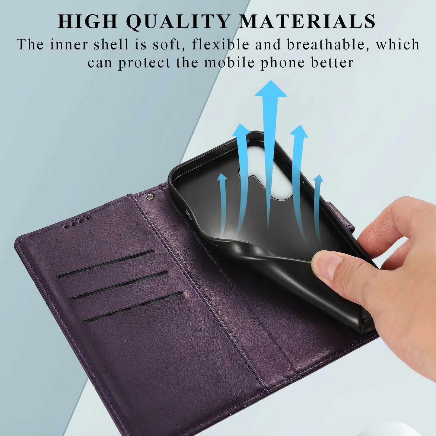DF-06 For Samsung Galaxy M55 5G Case Line Imprint Leather Bump Proof Cover Cell Phone Accessory Wholesale - Purple