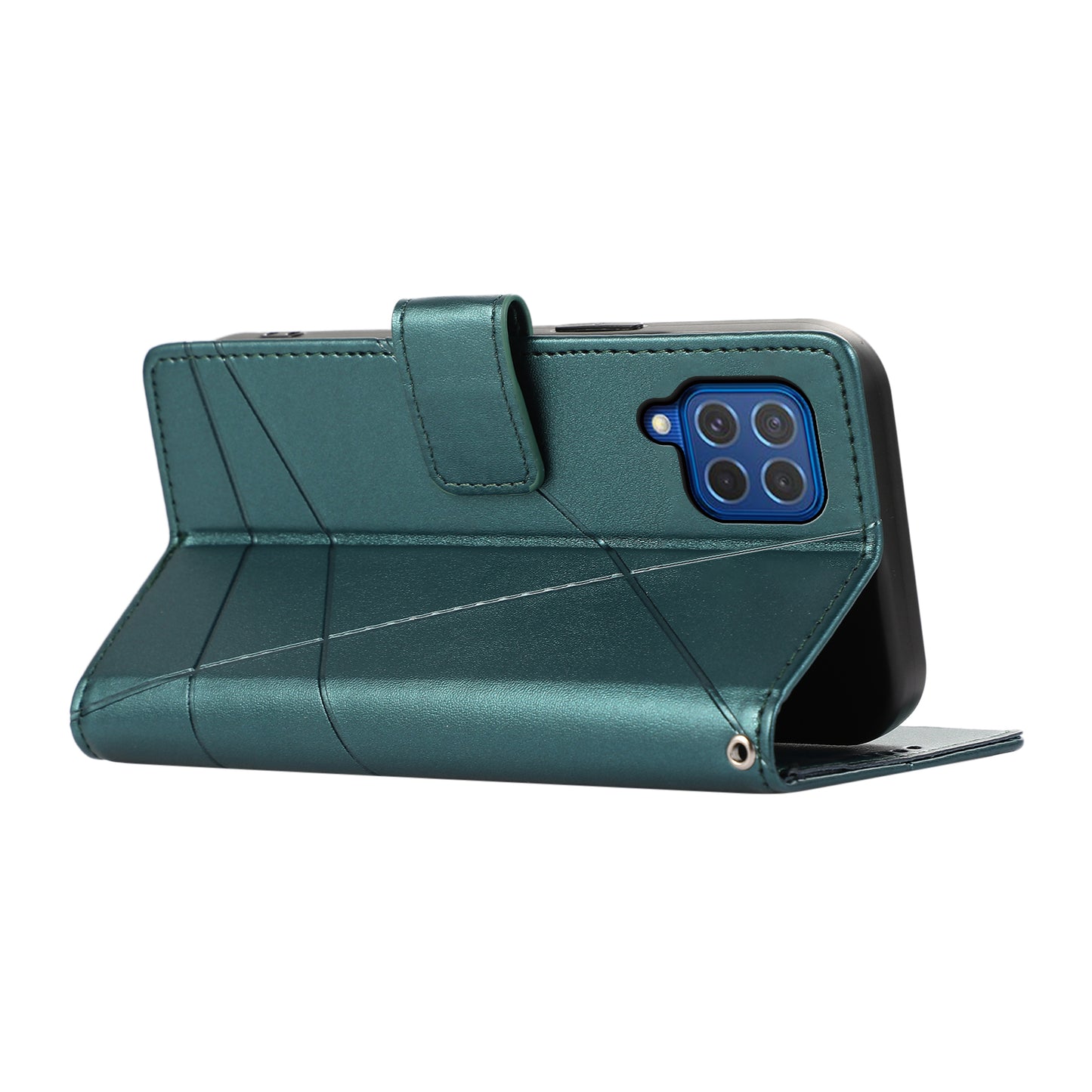 DF-06 For Samsung Galaxy M62 Case PU Leather Line Imprinted Flip Cover Cell Phone Accessories Wholesale - Green