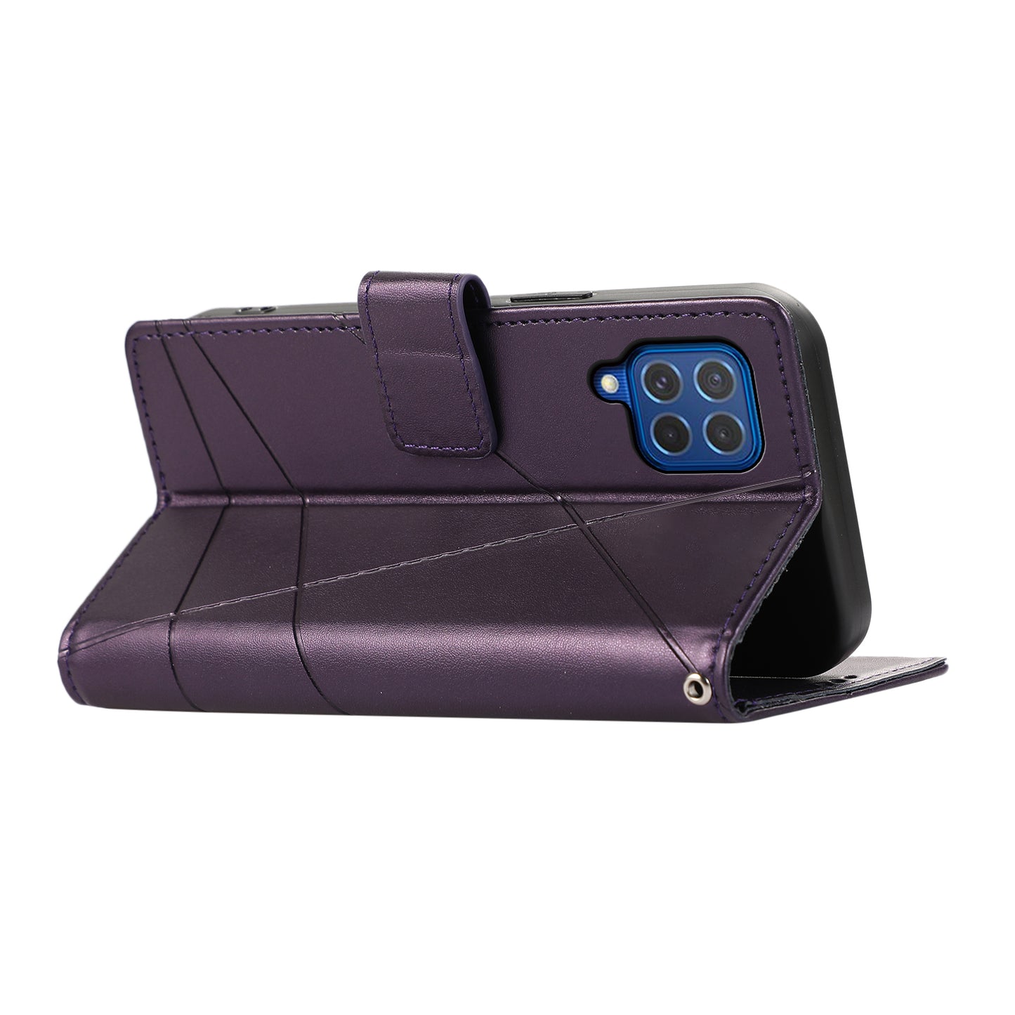 DF-06 For Samsung Galaxy M62 Case PU Leather Line Imprinted Flip Cover Cell Phone Accessories Wholesale - Purple