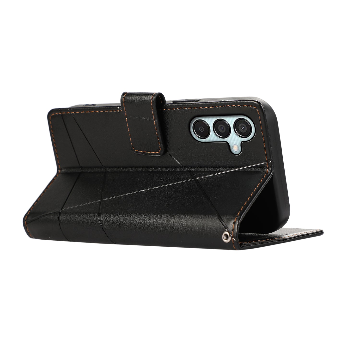 DF-06 For Samsung Galaxy M15 5G / F15 5G Case Line Imprinted Leather Flip Cover Mobile Accessories Wholesale - Black