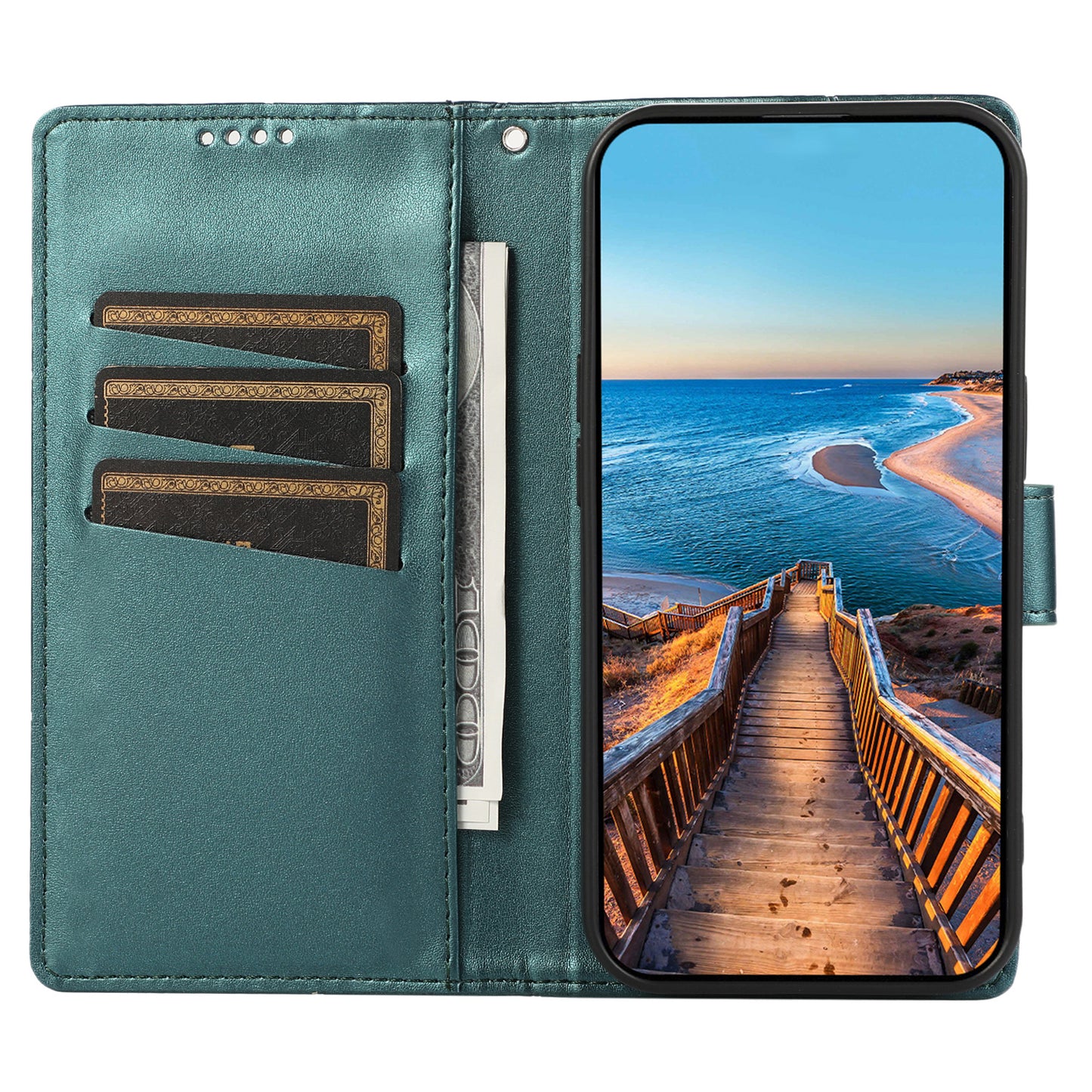 DF-06 For Realme 12 / 12x 5G Case Cell Phone Accessory Wholesale Line Imprint Leather Wallet Phone Cover - Green
