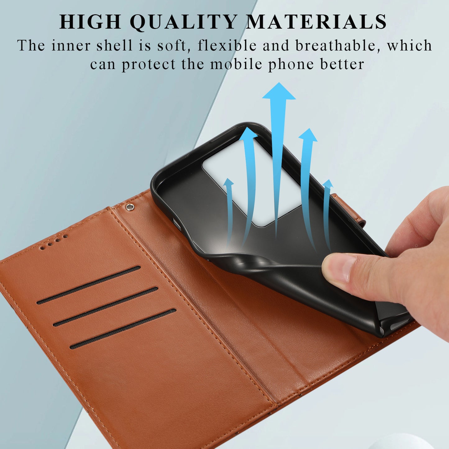 DF-06 For Oppo A2 5G / A79 5G Phone Case Line Imprint Wallet Cover Wholesale Cell Phone Accessories - Brown