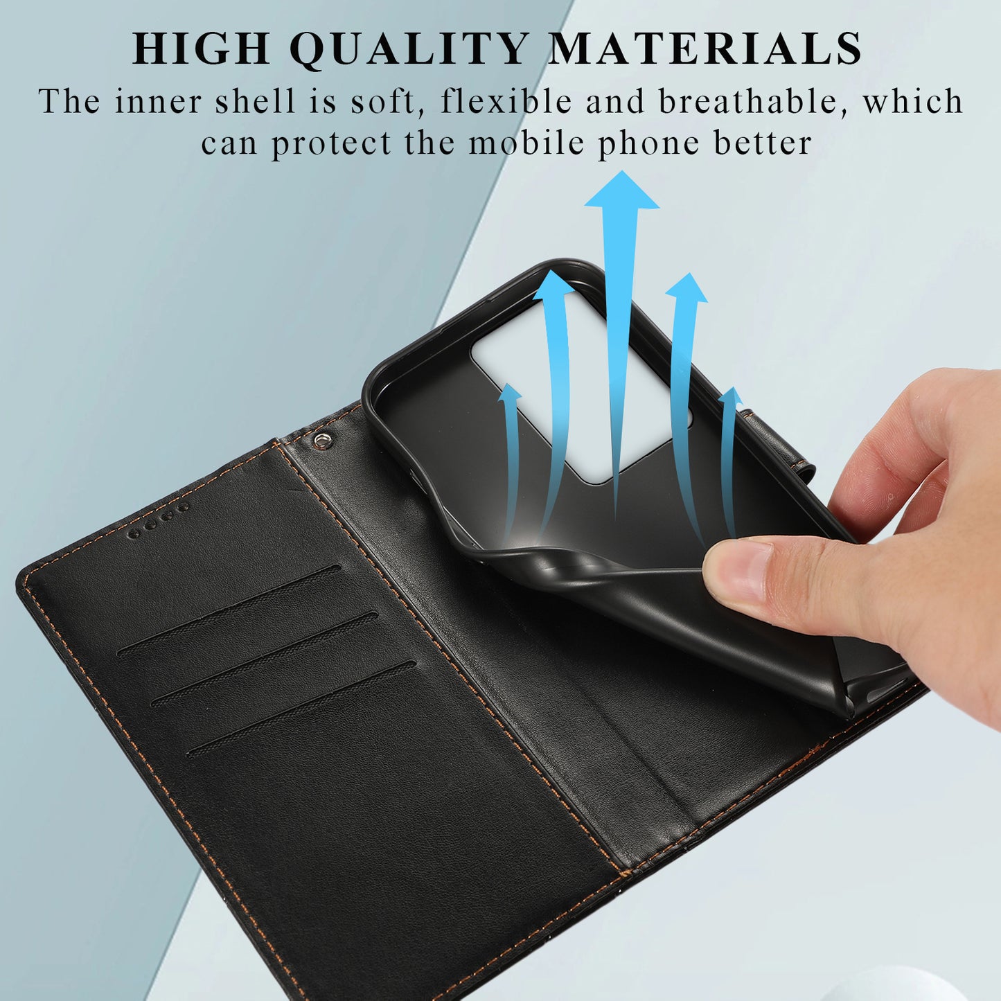 DF-06 For Oppo A2 5G / A79 5G Phone Case Line Imprint Wallet Cover Wholesale Cell Phone Accessories - Black