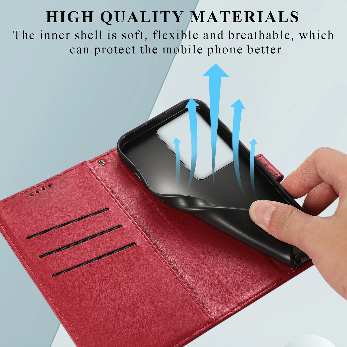DF-06 For Oppo A2 5G / A79 5G Phone Case Line Imprint Wallet Cover Wholesale Cell Phone Accessories - Red