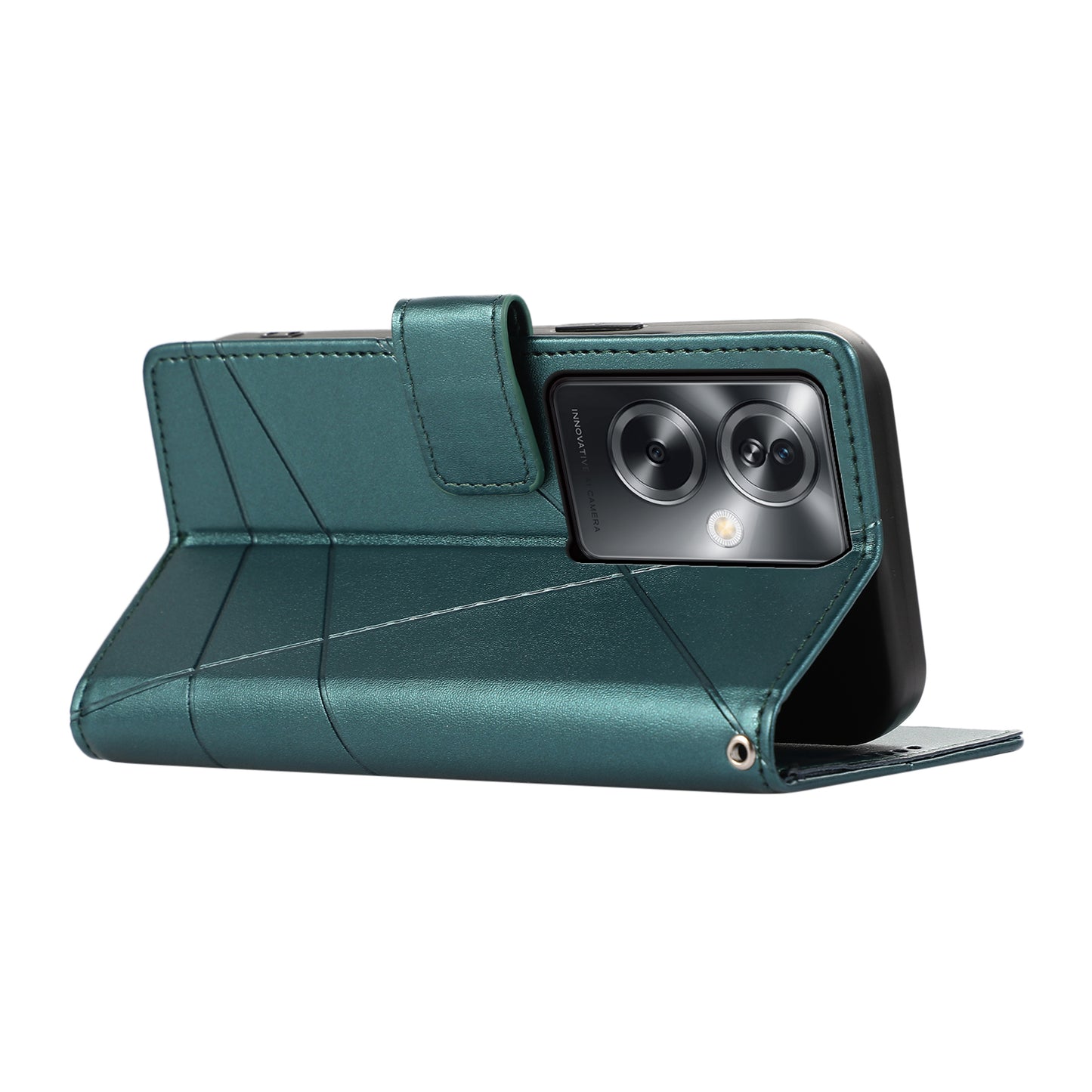 DF-06 For Oppo A2 5G / A79 5G Phone Case Line Imprint Wallet Cover Wholesale Cell Phone Accessories - Green