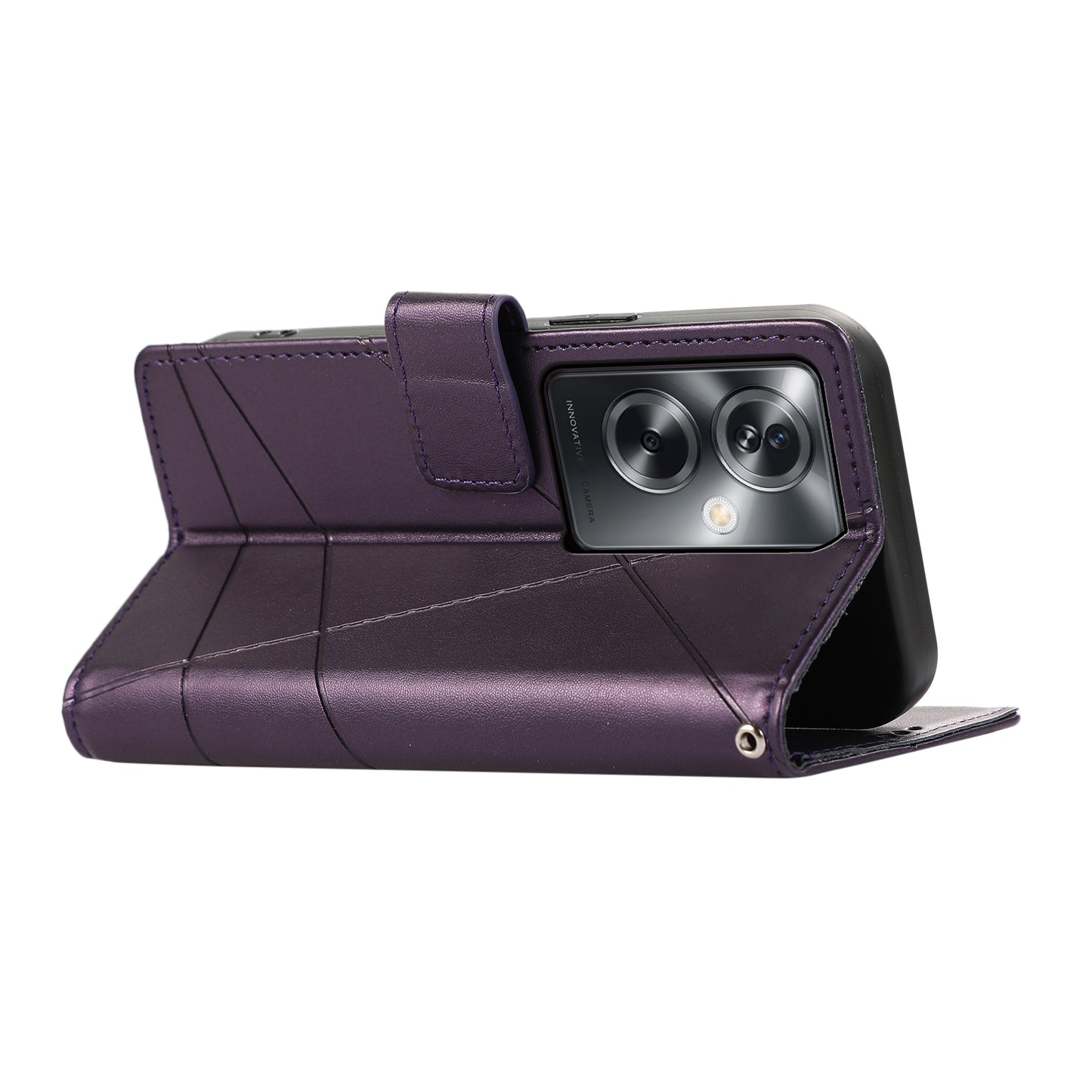 DF-06 For Oppo A2 5G / A79 5G Phone Case Line Imprint Wallet Cover Wholesale Cell Phone Accessories - Purple