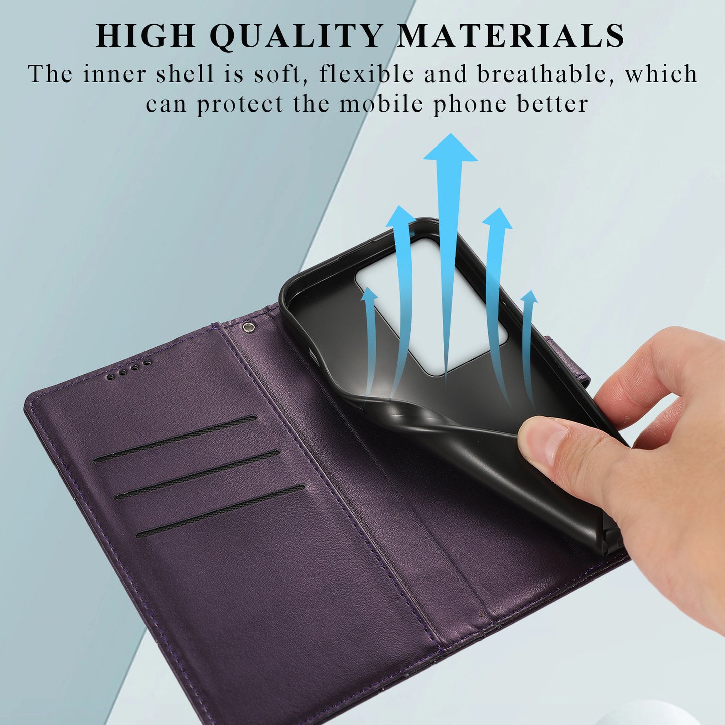 DF-06 For Oppo A2 5G / A79 5G Phone Case Line Imprint Wallet Cover Wholesale Cell Phone Accessories - Purple