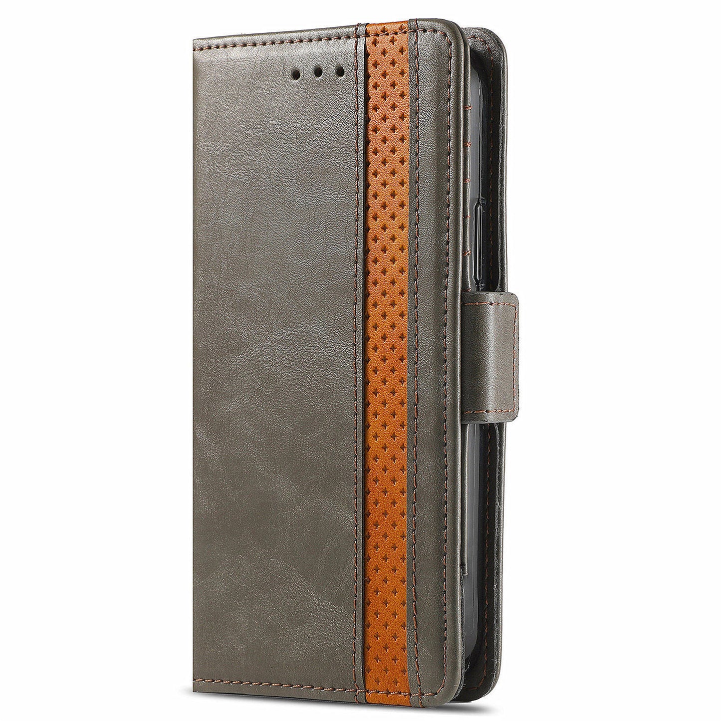 CASENEO 002 Series For Realme 12 Wallet Case Splicing Leather Phone Cases Wholesale - Grey