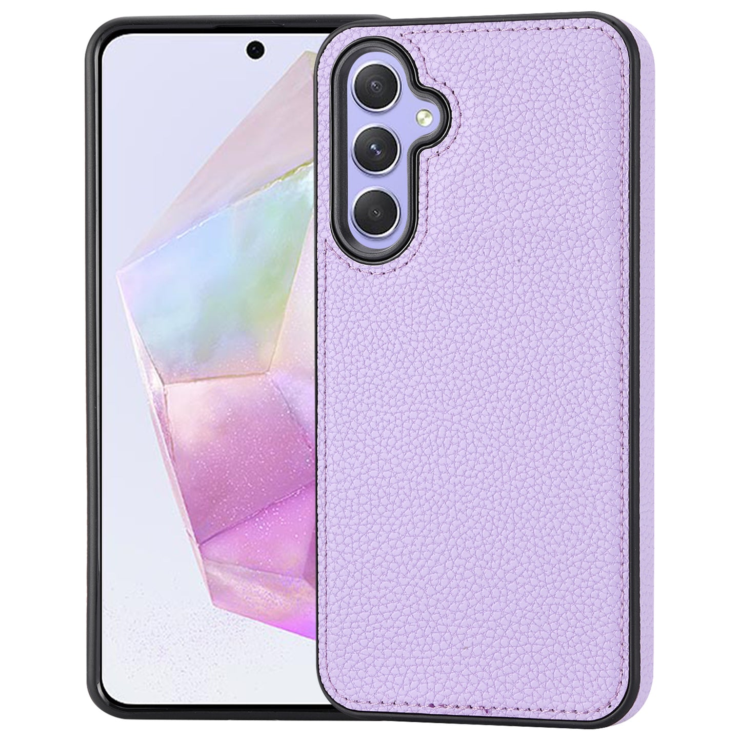 For Samsung Galaxy A35 5G Lychee Texture Phone Case Leather+TPU Anti-drop Cover - Purple