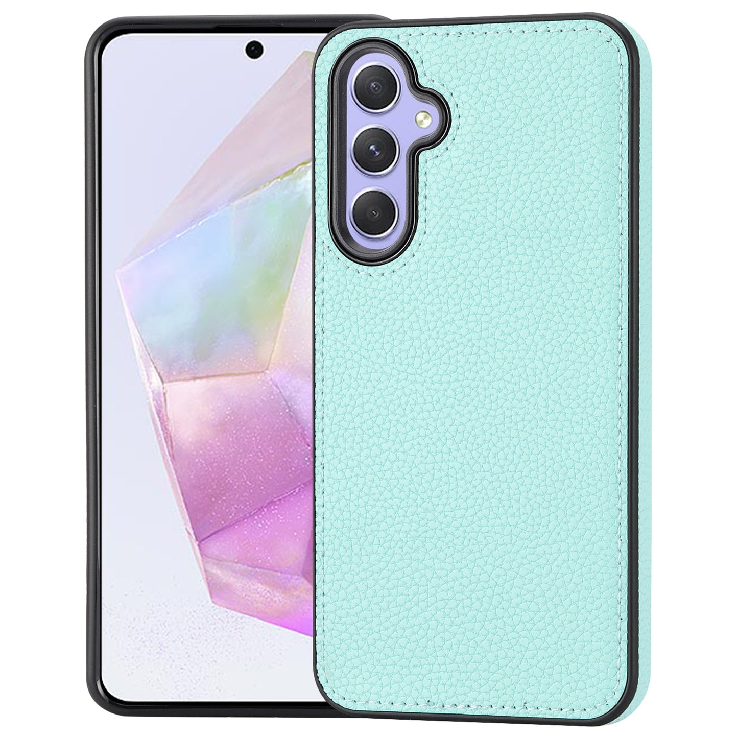 For Samsung Galaxy A35 5G Lychee Texture Phone Case Leather+TPU Anti-drop Cover - Mint Green