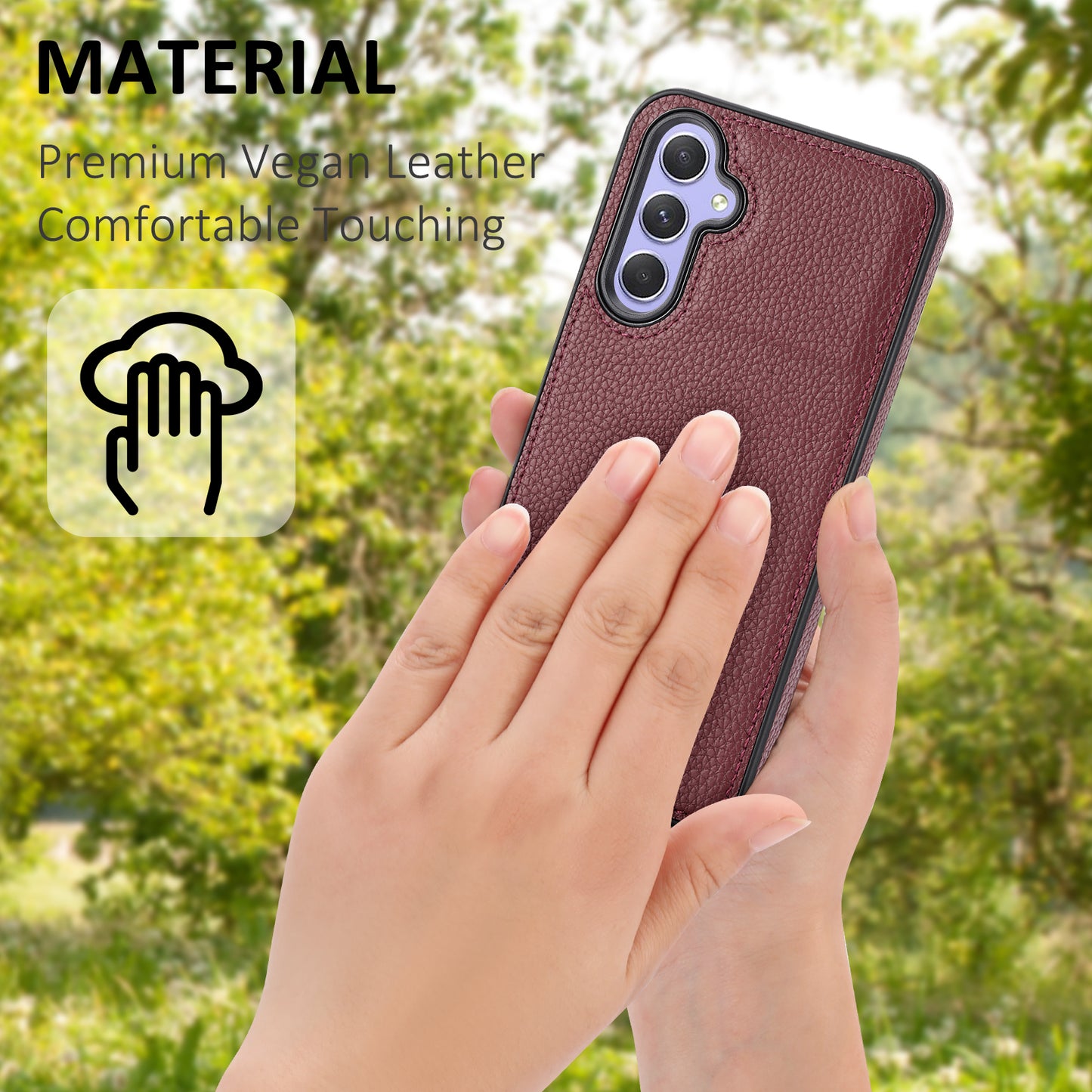 For Samsung Galaxy A55 5G Lychee Texture Phone Case Shockproof Leather+TPU Cover - Wine Red