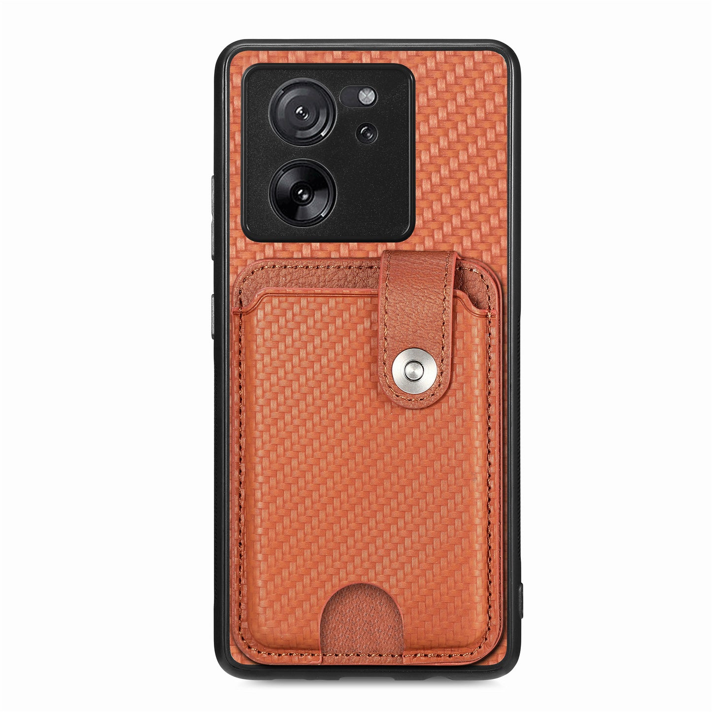 Style B C1-06 For Xiaomi 13T /  13T Pro / Redmi K60 Ultra Case PU+TPU Carbon Fiber Texture Card Holder Phone Cover - Brown