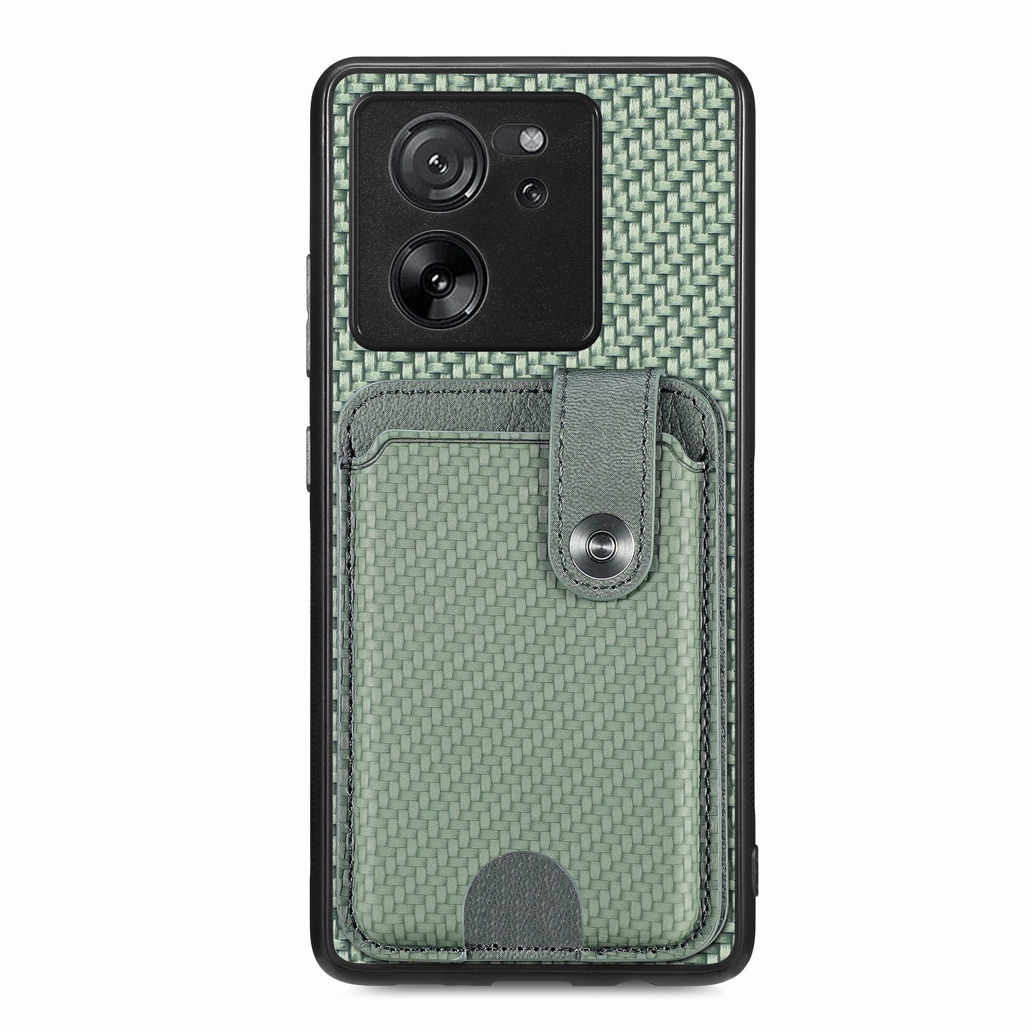 Style B C1-06 For Xiaomi 13T /  13T Pro / Redmi K60 Ultra Case PU+TPU Carbon Fiber Texture Card Holder Phone Cover - Green