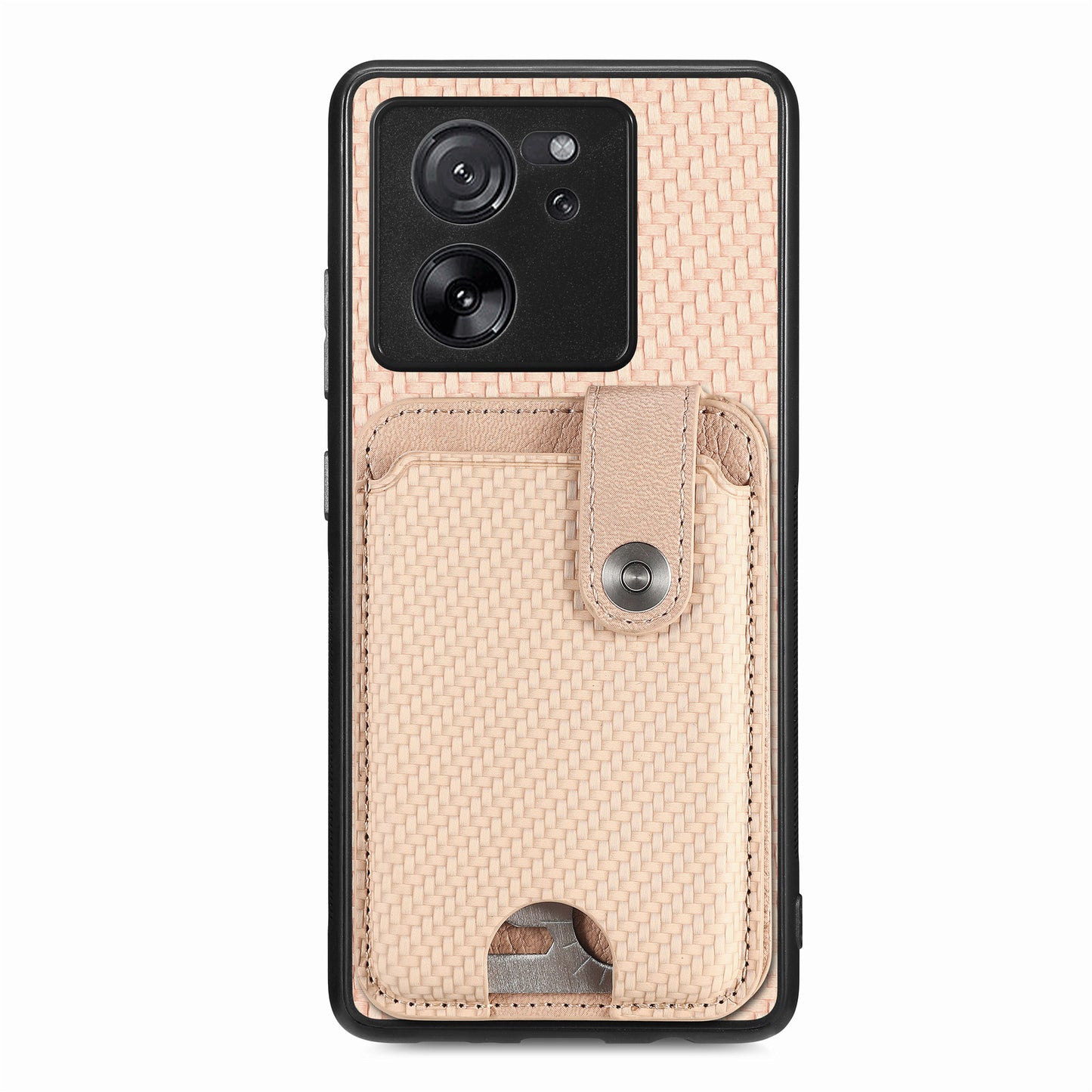 Style B C1-06 For Xiaomi 13T /  13T Pro / Redmi K60 Ultra Case PU+TPU Carbon Fiber Texture Card Holder Phone Cover - Khaki