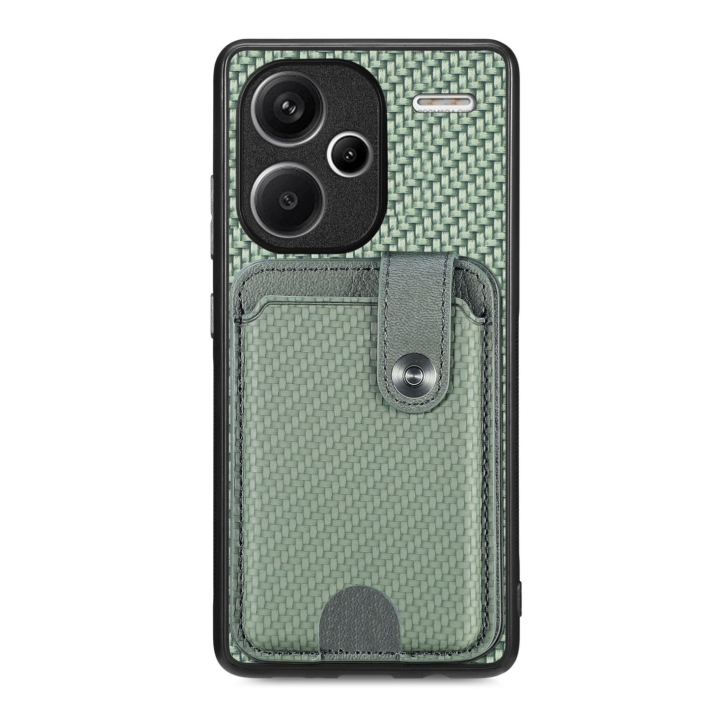 C1-06 For Xiaomi Redmi Note 13 Pro+ 5G Case Carbon Fiber Texture Phone Back Cover with Card Knife Tool - Green