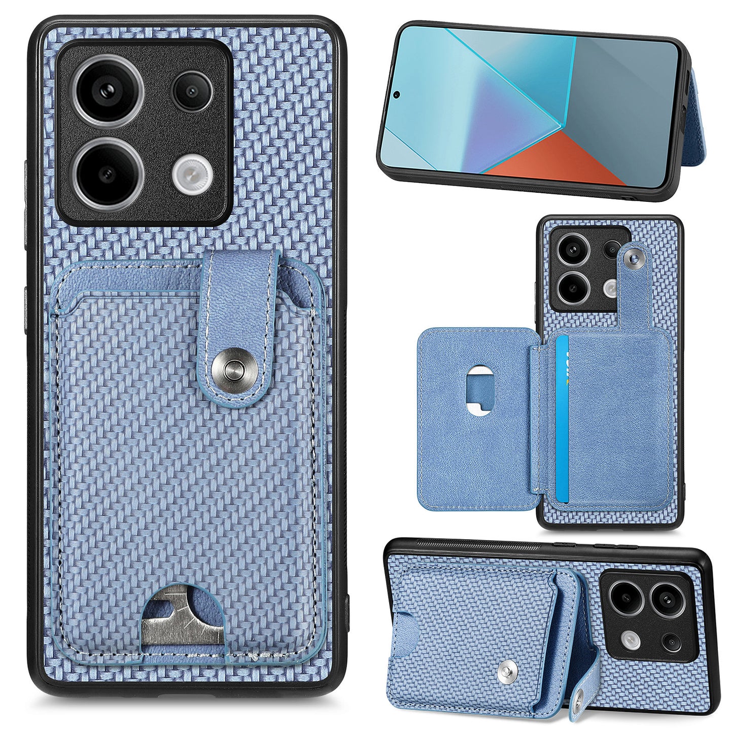C1-06 For Xiaomi Redmi Note 13 Pro 5G / Poco X6 5G Case Leather+TPU+PC Phone Cover with Card Knife Tool - Blue