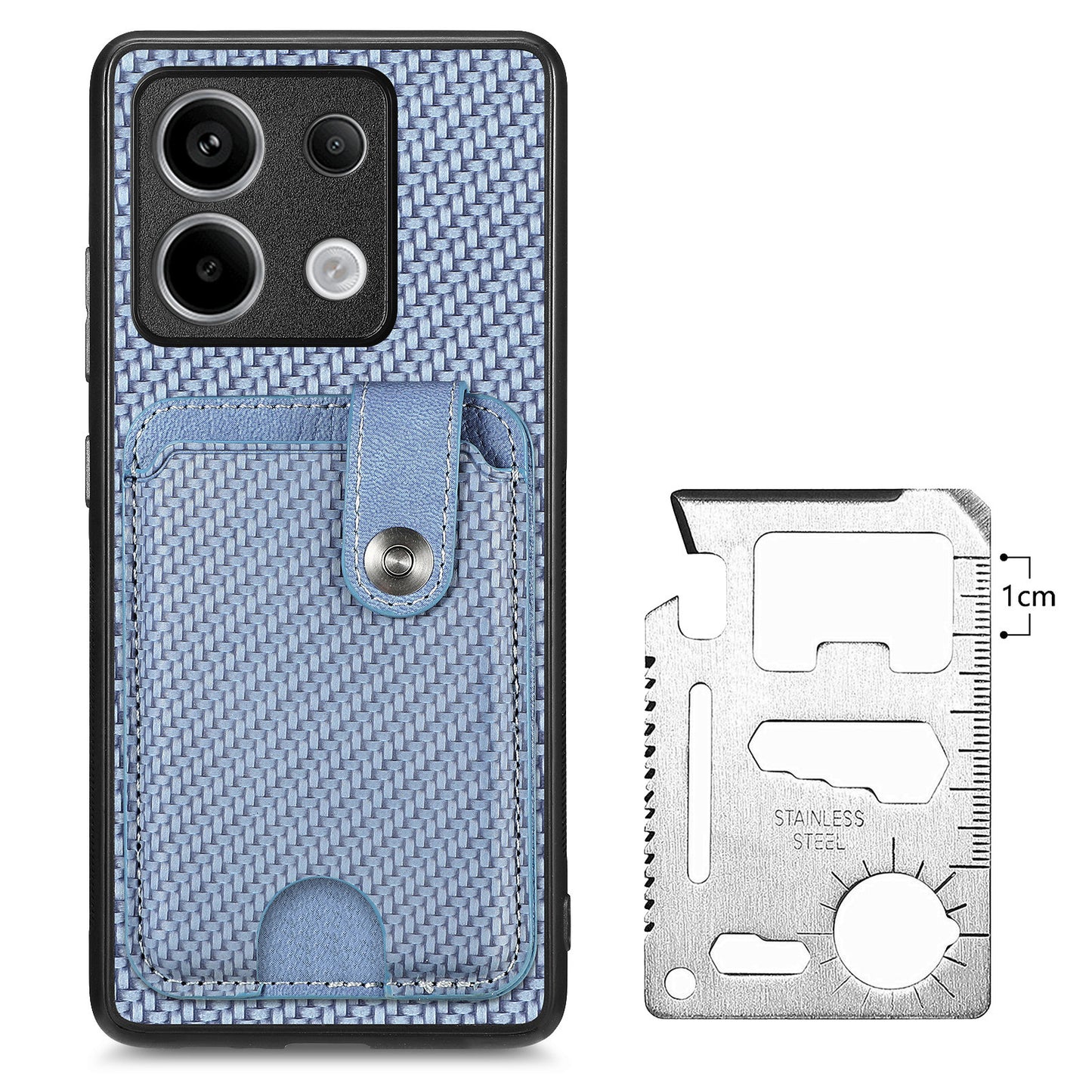 C1-06 For Xiaomi Redmi Note 13 Pro 5G / Poco X6 5G Case Leather+TPU+PC Phone Cover with Card Knife Tool - Blue