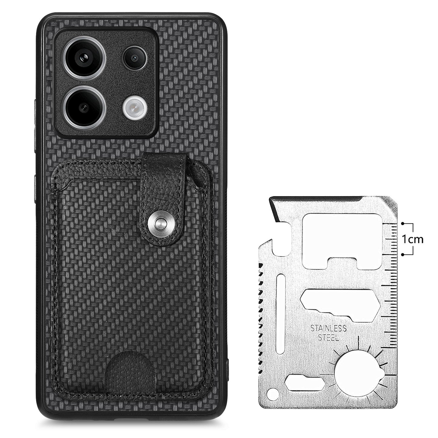 C1-06 For Xiaomi Redmi Note 13 Pro 5G / Poco X6 5G Case Leather+TPU+PC Phone Cover with Card Knife Tool - Black