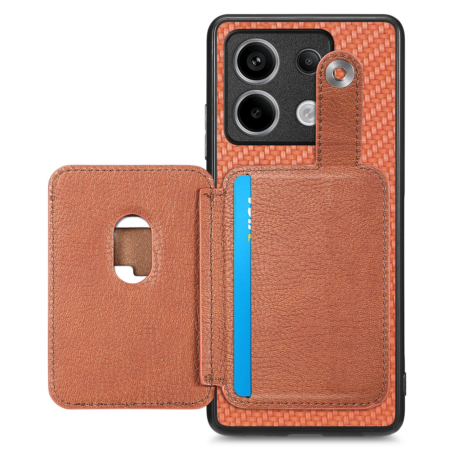 C1-06 For Xiaomi Redmi Note 13 Pro 5G / Poco X6 5G Case Leather+TPU+PC Phone Cover with Card Knife Tool - Brown