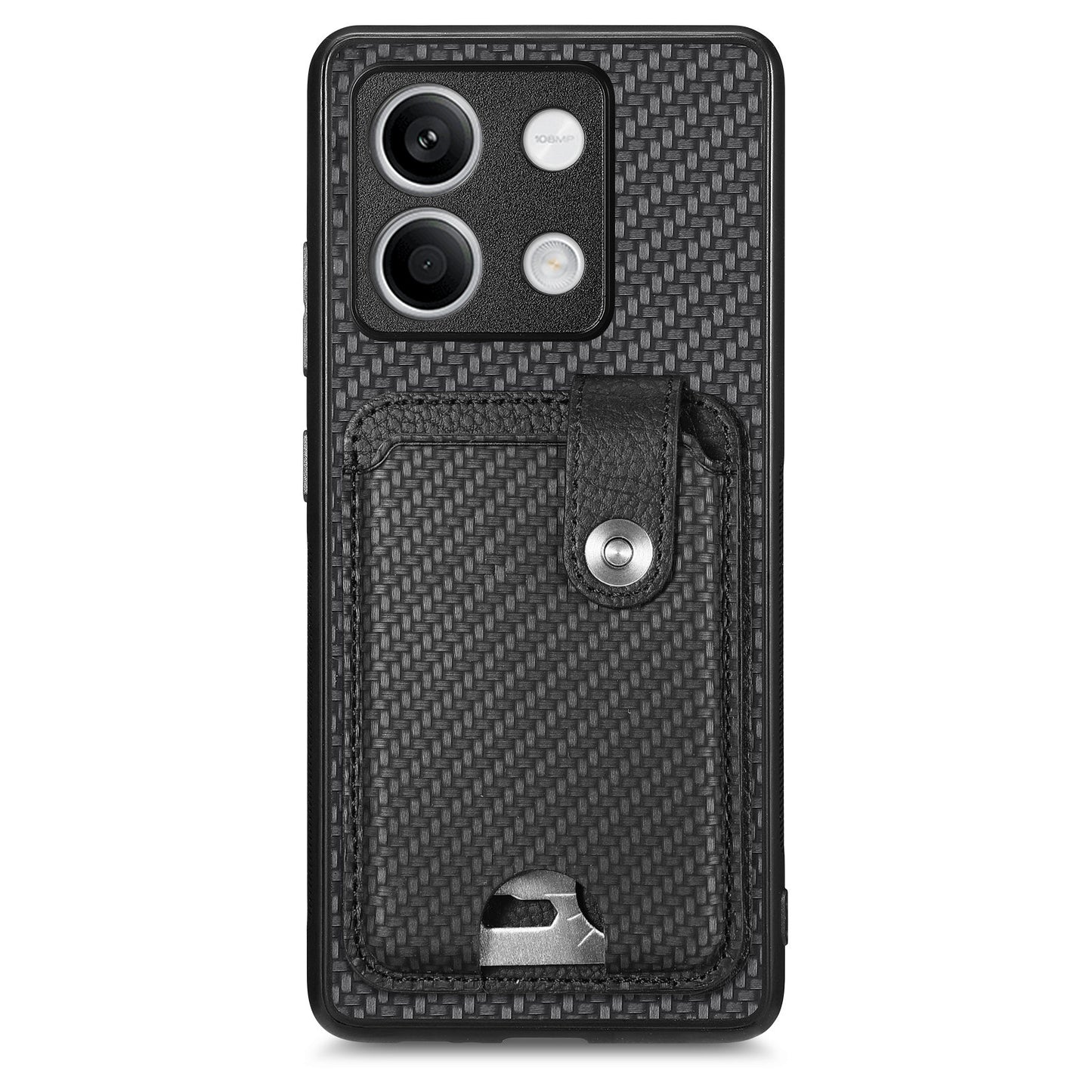 C1-06 For Xiaomi Redmi Note 13 4G Case Leather Coated Anti-drop Phone Cover with Card Knife Tool - Black