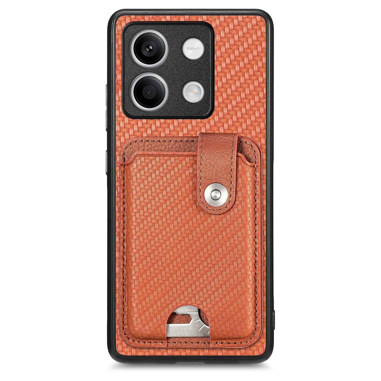 C1-06 For Xiaomi Redmi Note 13 4G Case Leather Coated Anti-drop Phone Cover with Card Knife Tool - Brown