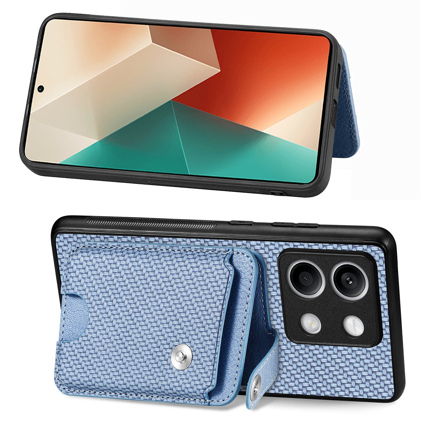C1-06 For Xiaomi Redmi Note 13 4G Case Leather Coated Anti-drop Phone Cover with Card Knife Tool - Brown