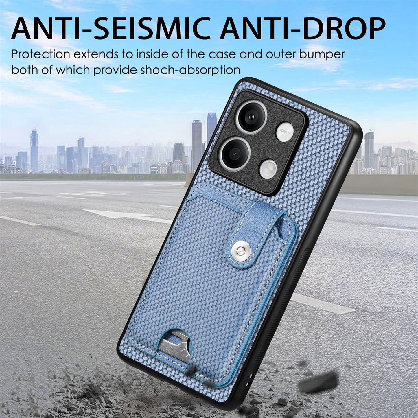 C1-06 For Xiaomi Redmi Note 13 4G Case Leather Coated Anti-drop Phone Cover with Card Knife Tool - Brown