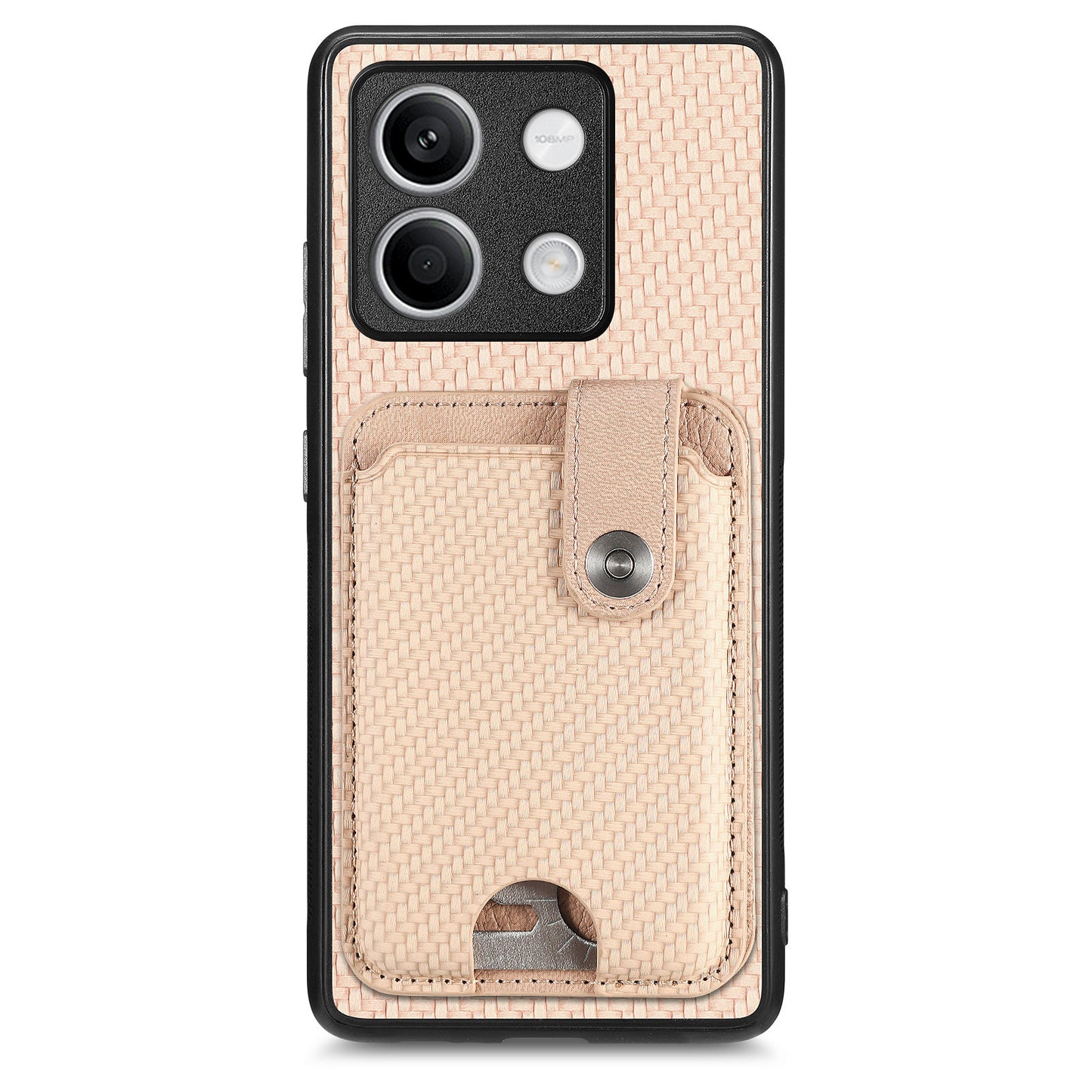 C1-06 For Xiaomi Redmi Note 13 5G Phone Case Carbon Fiber Texture Protection Cover with Card Knife Tool - Khaki