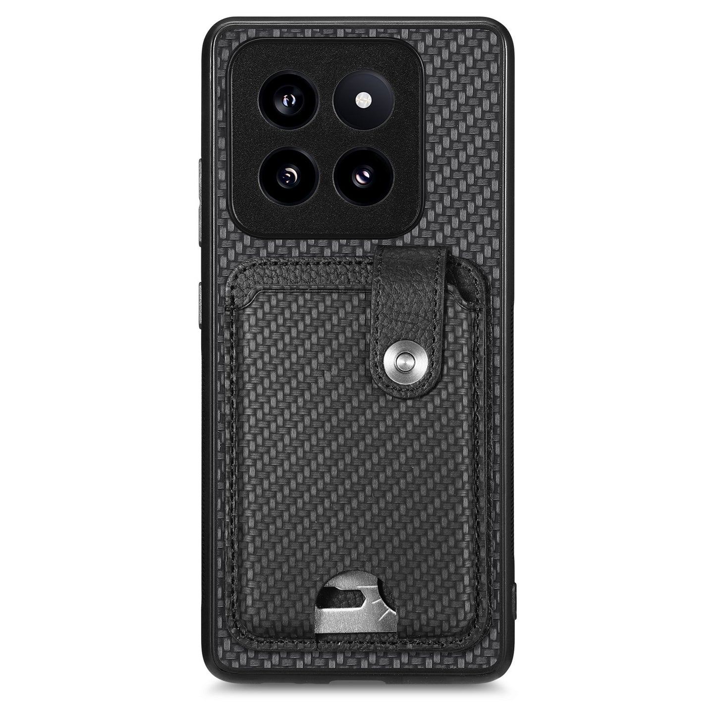 C1-06 For Xiaomi 14 Pro Case Kickstand Card Holder Phone Back Cover with Card Knife Tool - Black