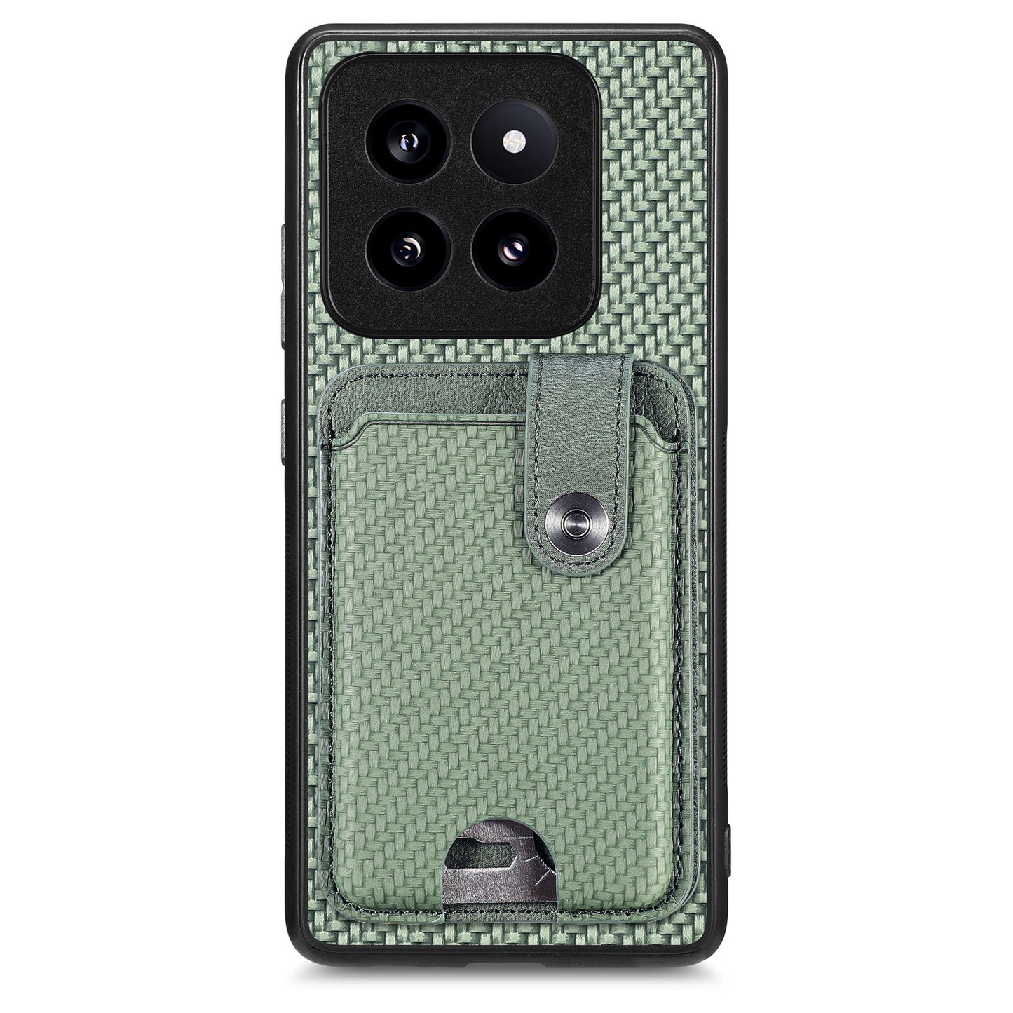 C1-06 For Xiaomi 14 Pro Case Kickstand Card Holder Phone Back Cover with Card Knife Tool - Green