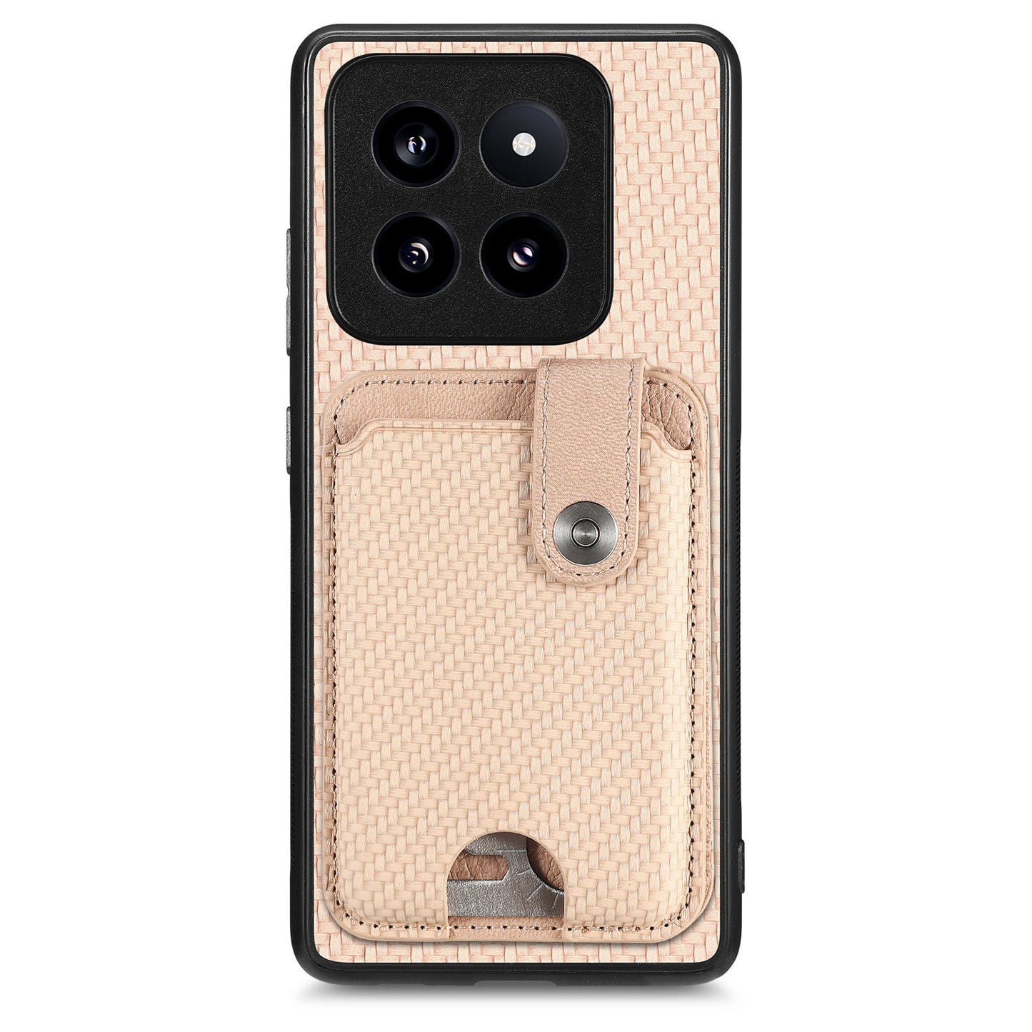 C1-06 For Xiaomi 14 Pro Case Kickstand Card Holder Phone Back Cover with Card Knife Tool - Khaki