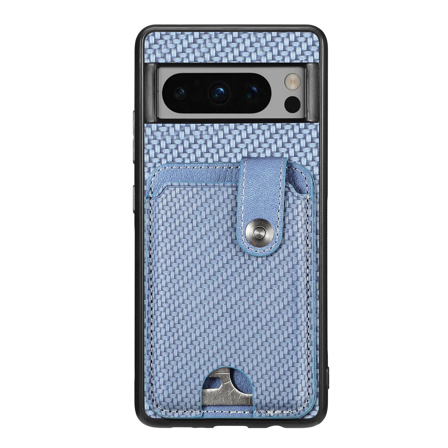 C1-06 For Google Pixel 8 Pro Case Leather+TPU+PC Card Holder Phone Cover with Card Knife Tool - Blue