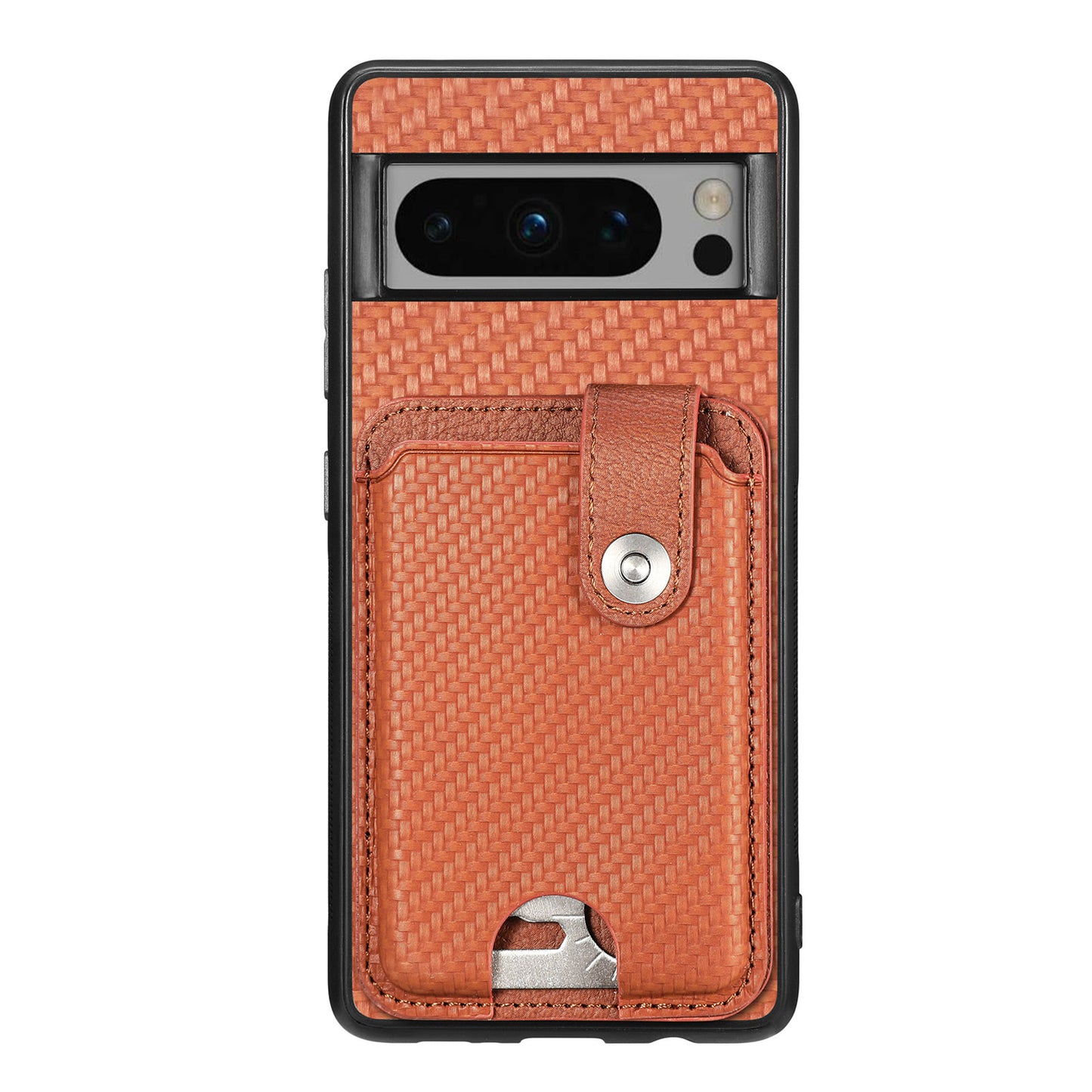 C1-06 For Google Pixel 8 Pro Case Leather+TPU+PC Card Holder Phone Cover with Card Knife Tool - Brown