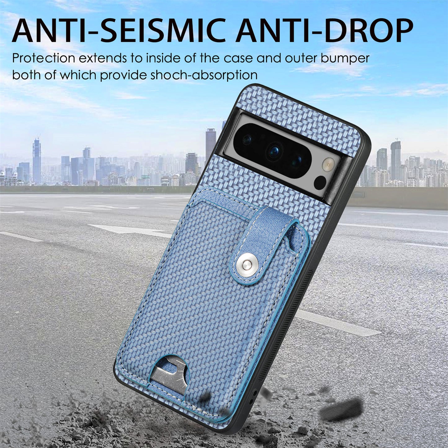 C1-06 For Google Pixel 8 Pro Case Leather+TPU+PC Card Holder Phone Cover with Card Knife Tool - Brown