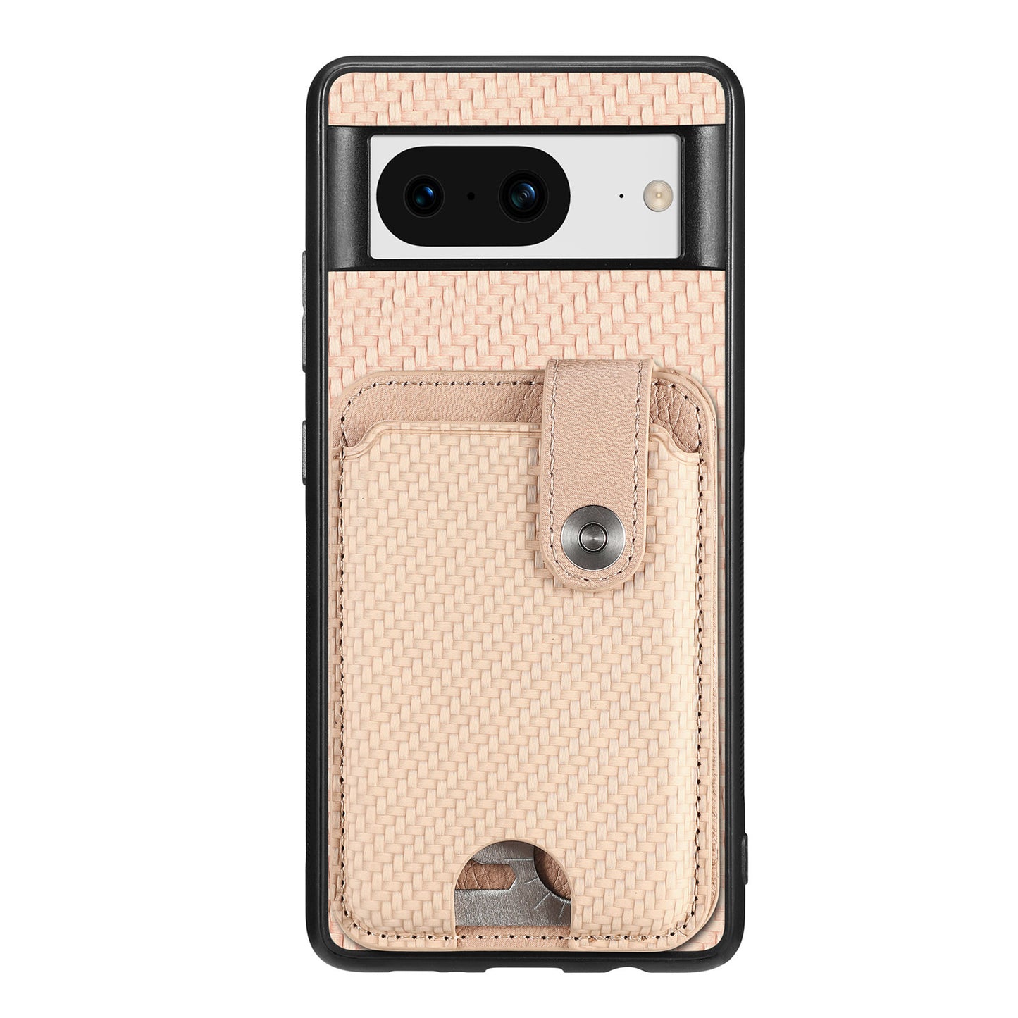 C1-06 For Google Pixel 8 Cell Phone Case Kickstand Card Holder Anti-scratch Cover with Card Knife Tool - Khaki