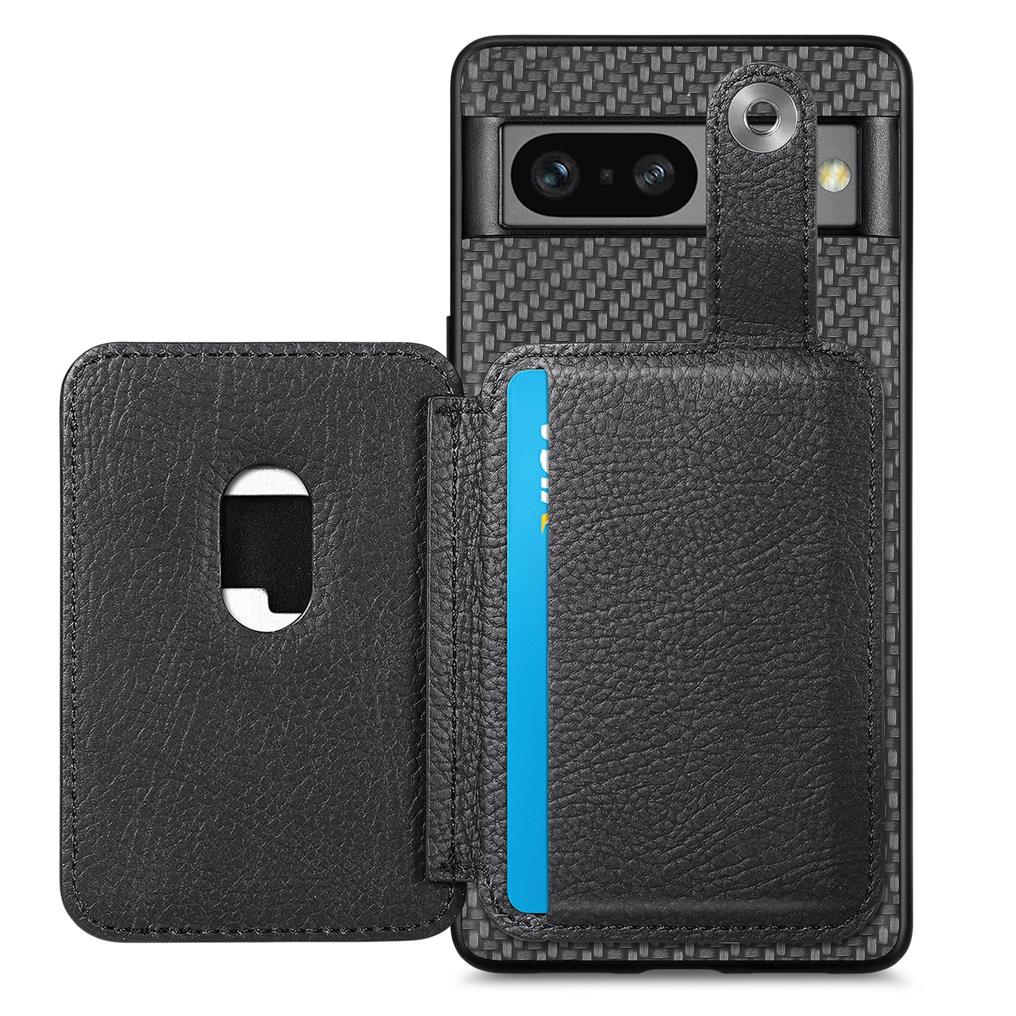 C1-06 For Google Pixel 7a Case Card Holder Drop-proof Phone Cover with Card Knife Tool - Black