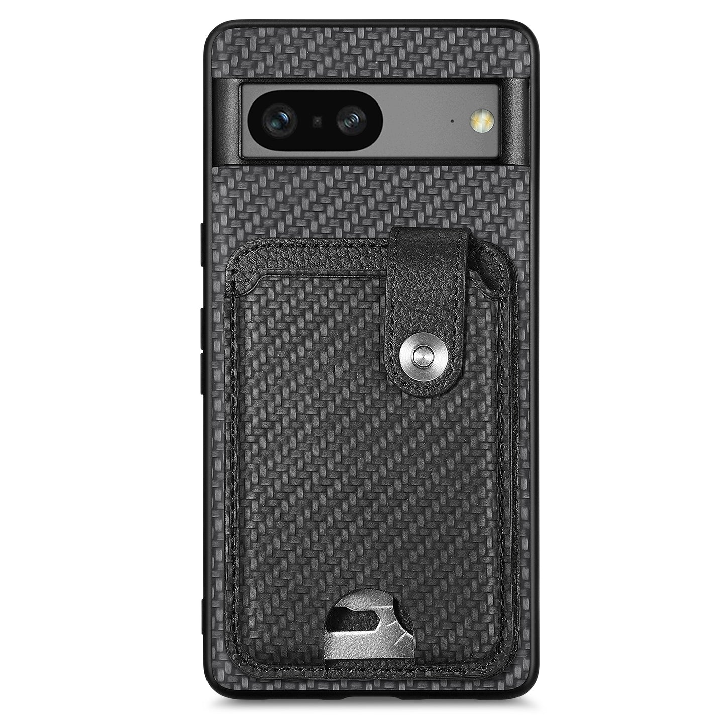 C1-06 For Google Pixel 7a Case Card Holder Drop-proof Phone Cover with Card Knife Tool - Black