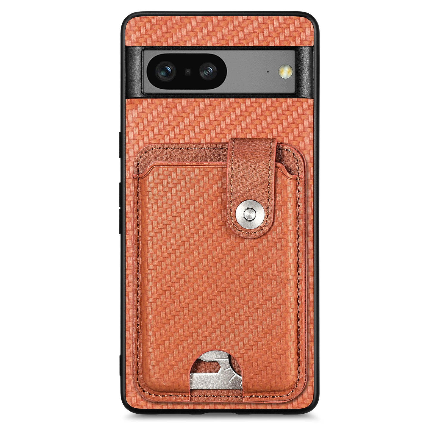 C1-06 For Google Pixel 7a Case Card Holder Drop-proof Phone Cover with Card Knife Tool - Brown