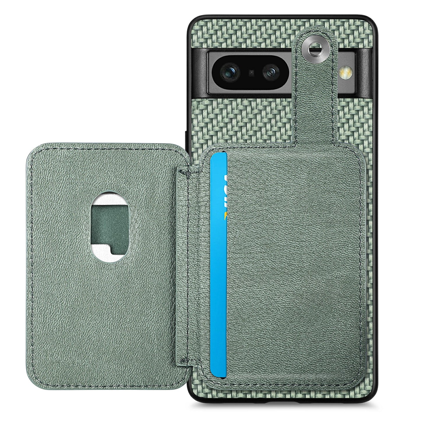 C1-06 For Google Pixel 7a Case Card Holder Drop-proof Phone Cover with Card Knife Tool - Green