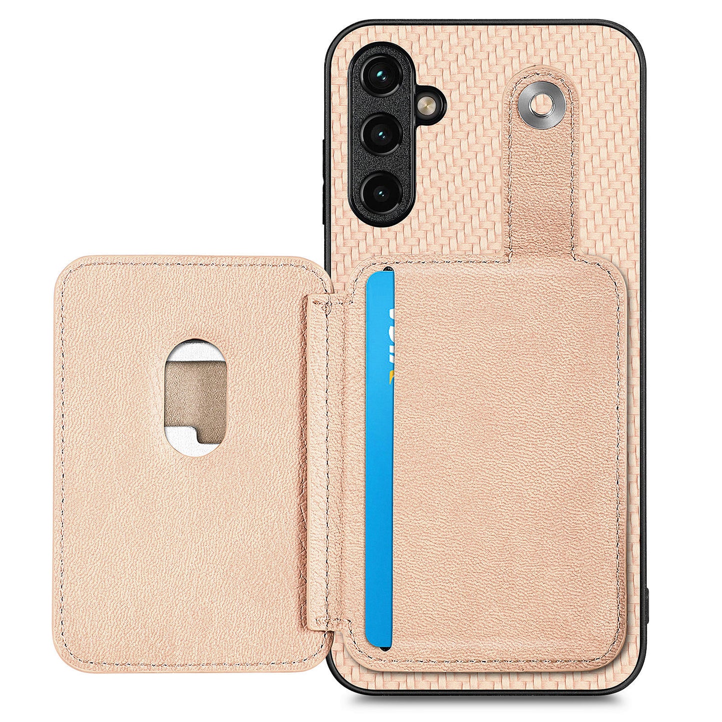 C1-06 For Samsung Galaxy A24 4G (162.1 x 77.6 x 8.3mm) Case Leather+PC+TPU Kickstand Protective Phone Cover - Khaki