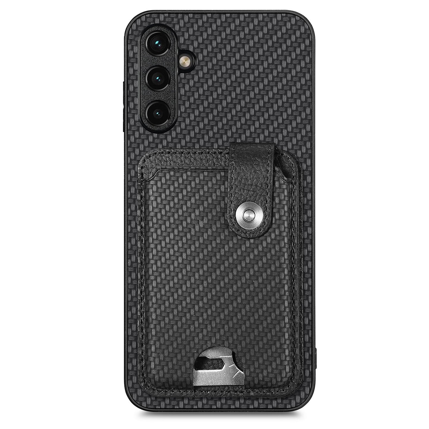 C1-06 For Samsung Galaxy A34 5G Case PU Leather Carbon Fiber Texture Phone Cover with Card Holder - Black
