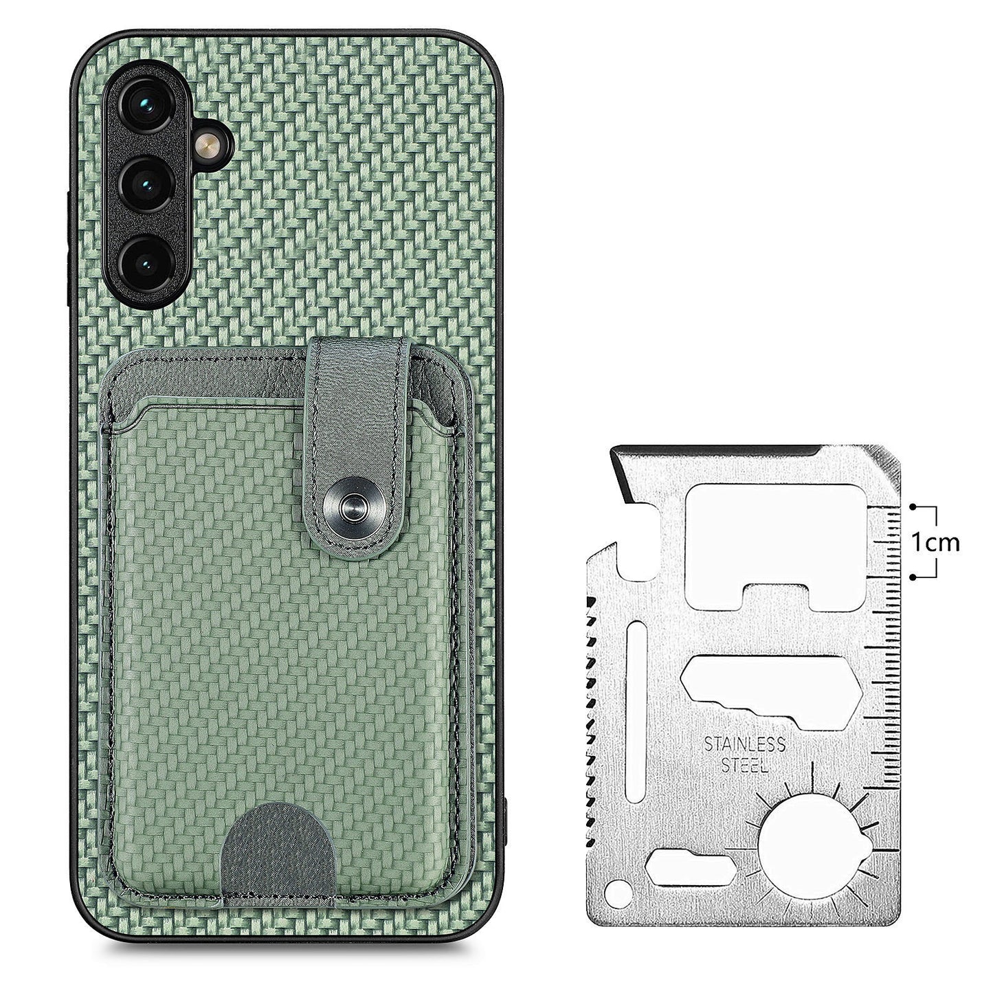 C1-06 For Samsung Galaxy A35 5G Case with Card Knife PU Leather Magnetic Button Kickstand Phone Cover - Green