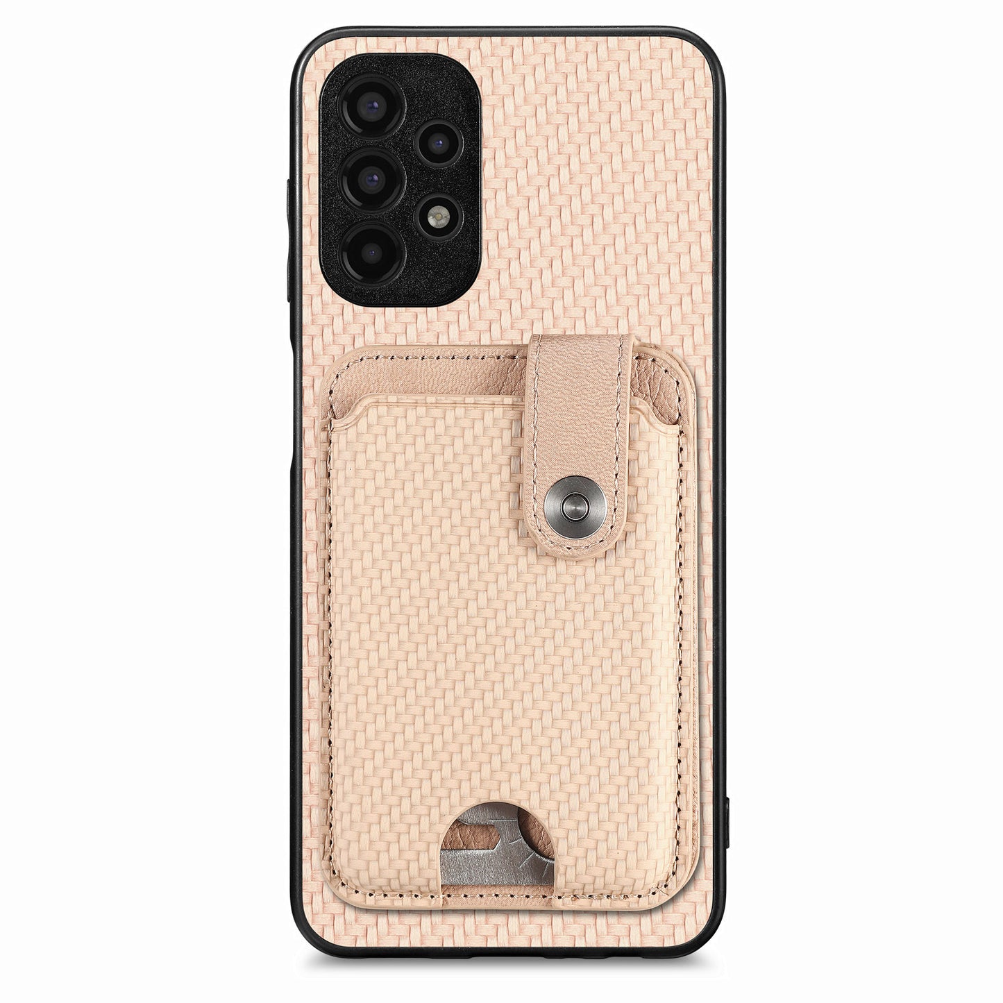 C1-06 For Samsung Galaxy A53 5G Case PU Leather Card Holder Back Cover with Card Knife - Khaki