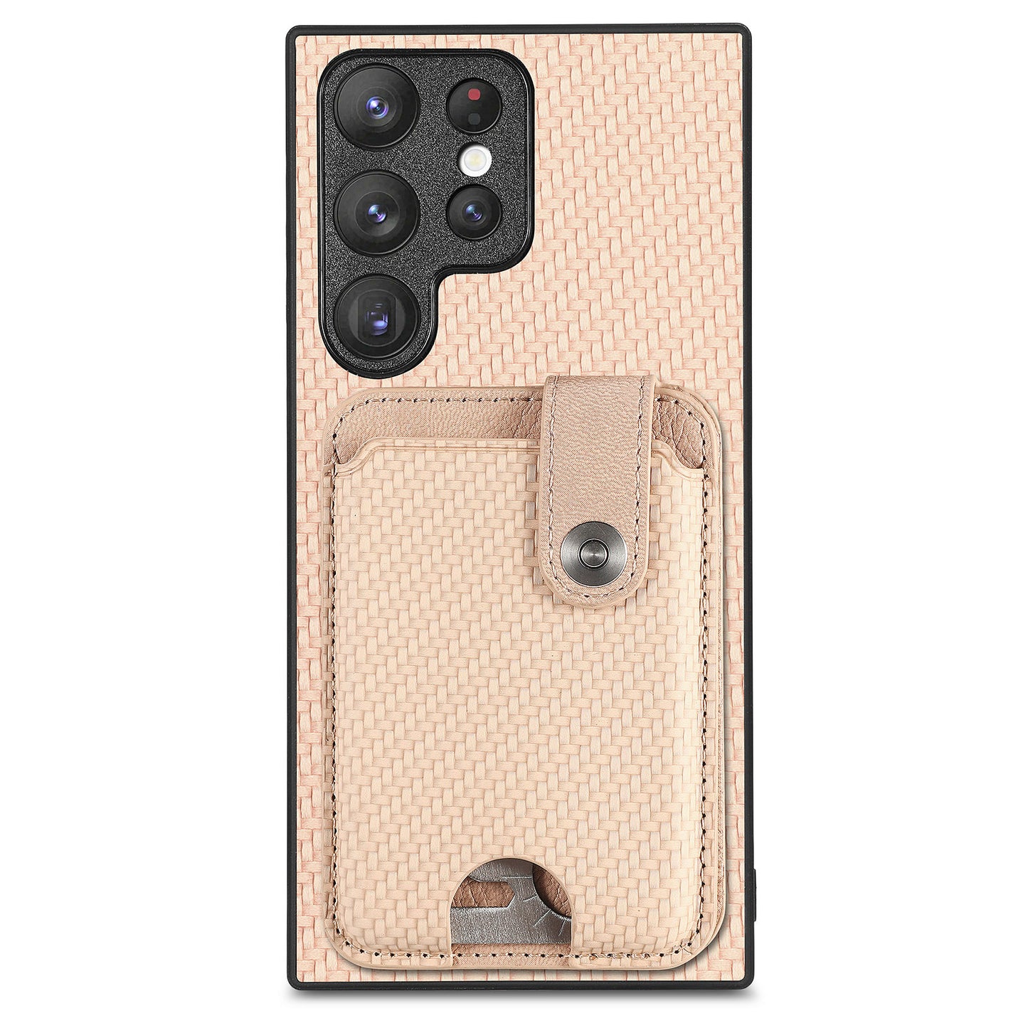 C1-06 For Samsung Galaxy S23 Ultra Phone Case with Card Knife Card Slots Leather Back Cover - Khaki