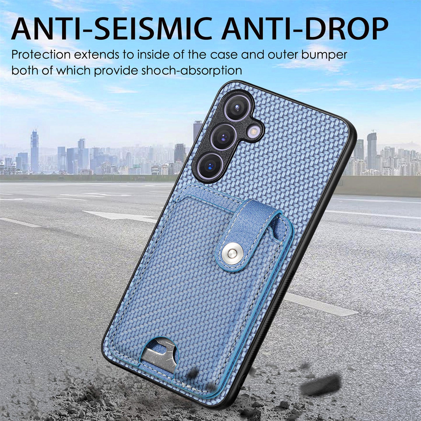 C1-06 For Samsung Galaxy S24 Case Card Slots Kickstand Phone Cover with Card Knife Tool - Green