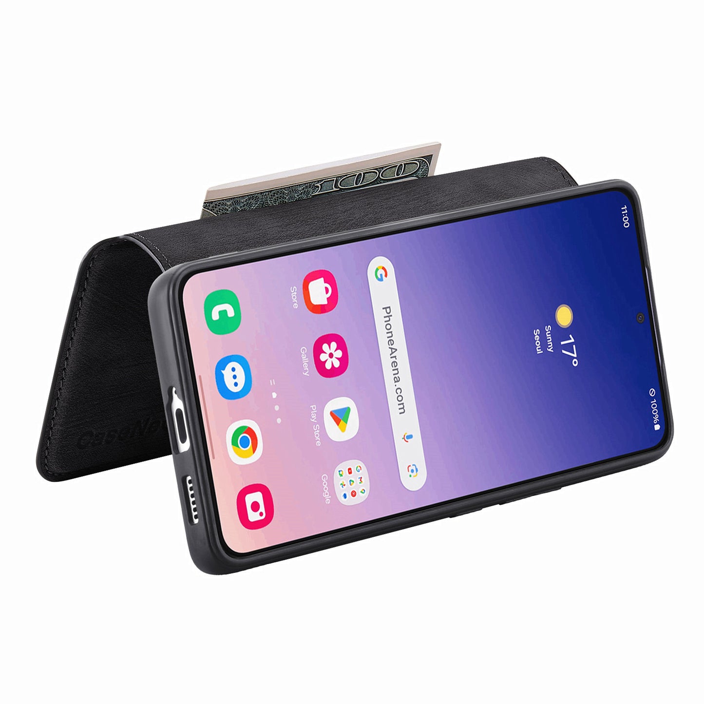 CASENEO MW-03 For Samsung Galaxy S24 Wallet Case Leather+TPU Magnetic Detachable Phone Cover - Black