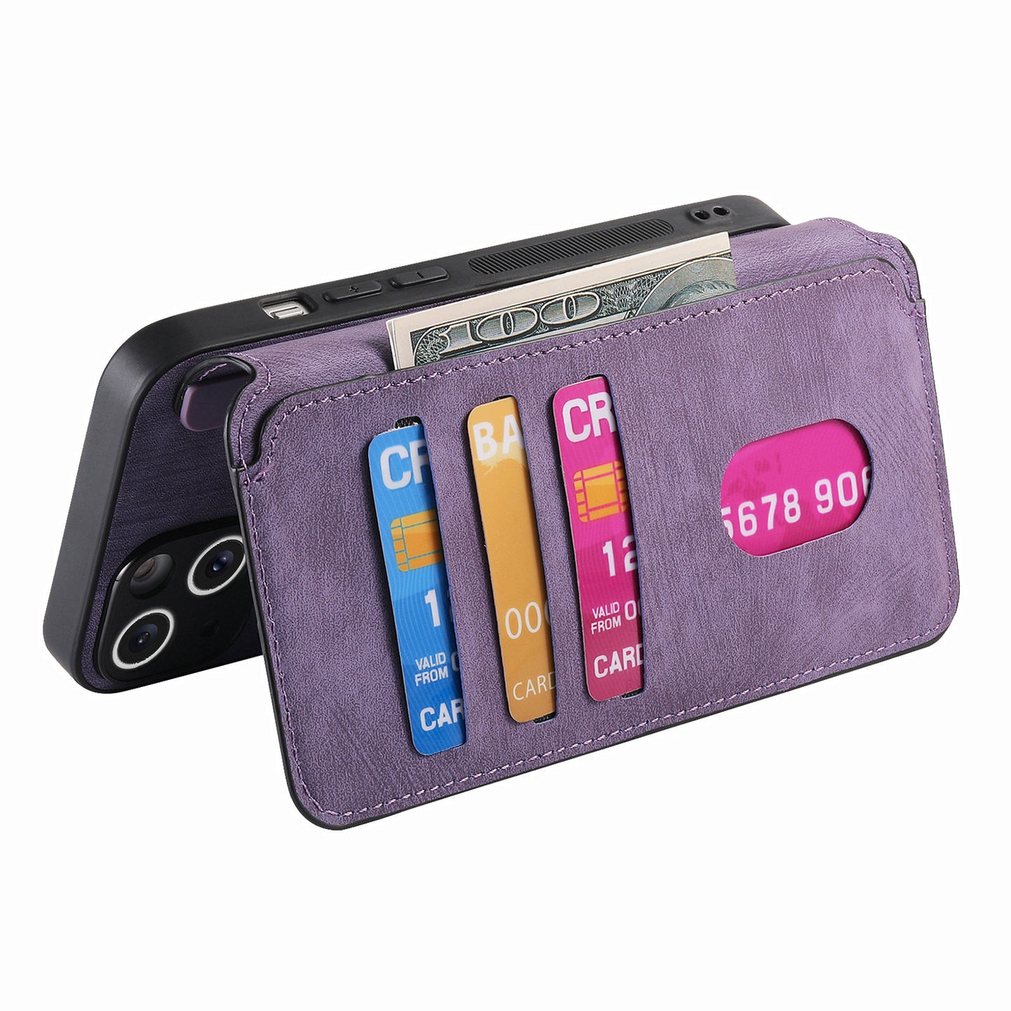 CASENEO MW-03 For Samsung Galaxy S24 Wallet Case Leather+TPU Magnetic Detachable Phone Cover - Purple
