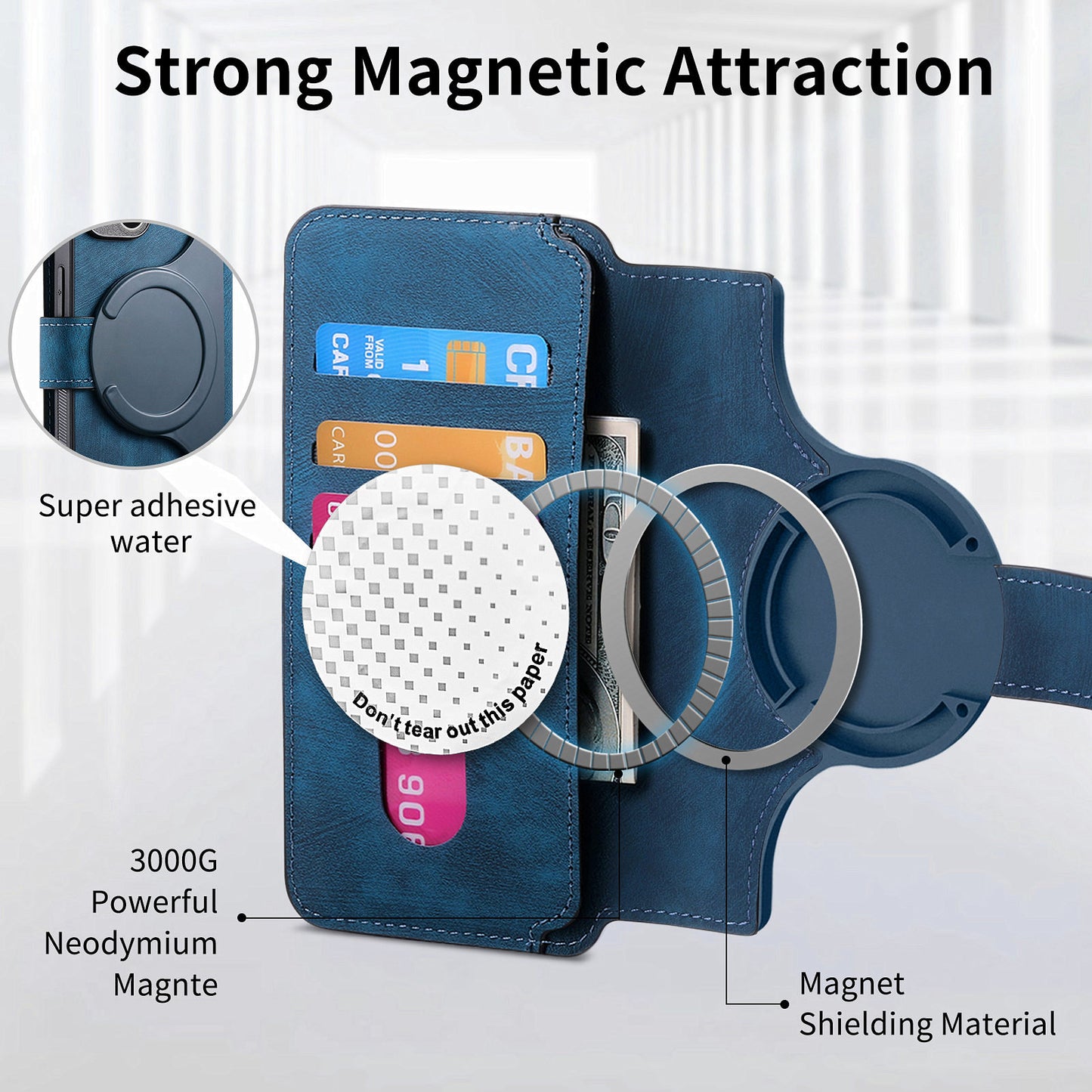 CASENEO MW-03 For Samsung Galaxy A53 5G Case Retro Leather Detachable Magnetic Wallet Back Cover - Dark Blue