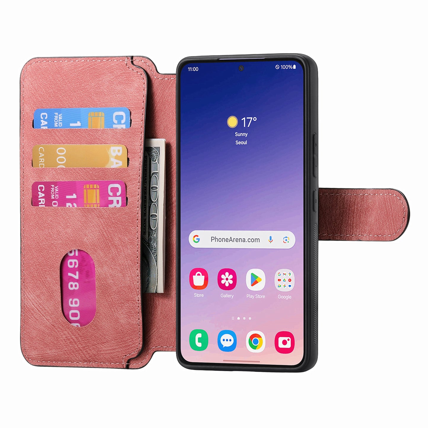 CASENEO MW-03 For Samsung Galaxy S24+ Case RFID Blocking Leather+TPU Detachable Phone Cover - Pink